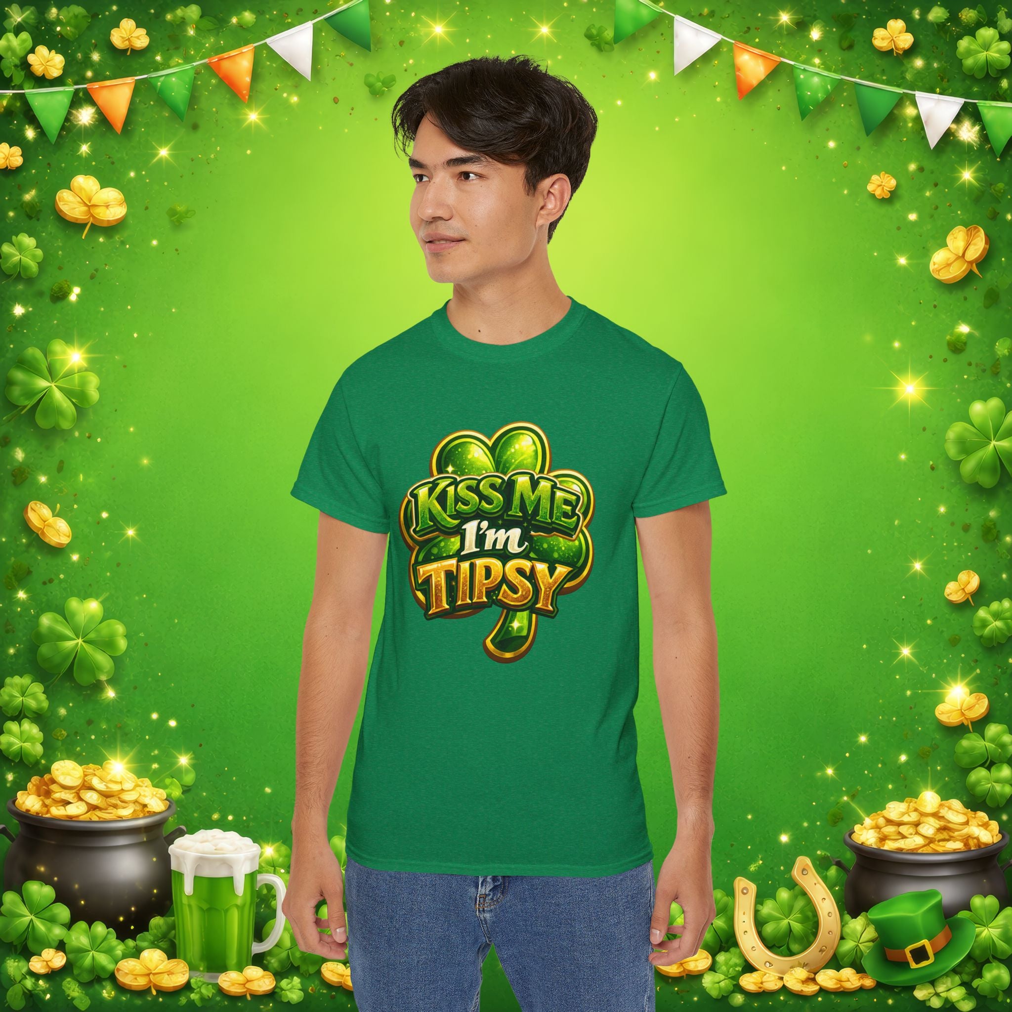 Kiss Me I’m Tipsy St. Patrick’s Day T-Shirt – Funny Irish Drinking Shirt