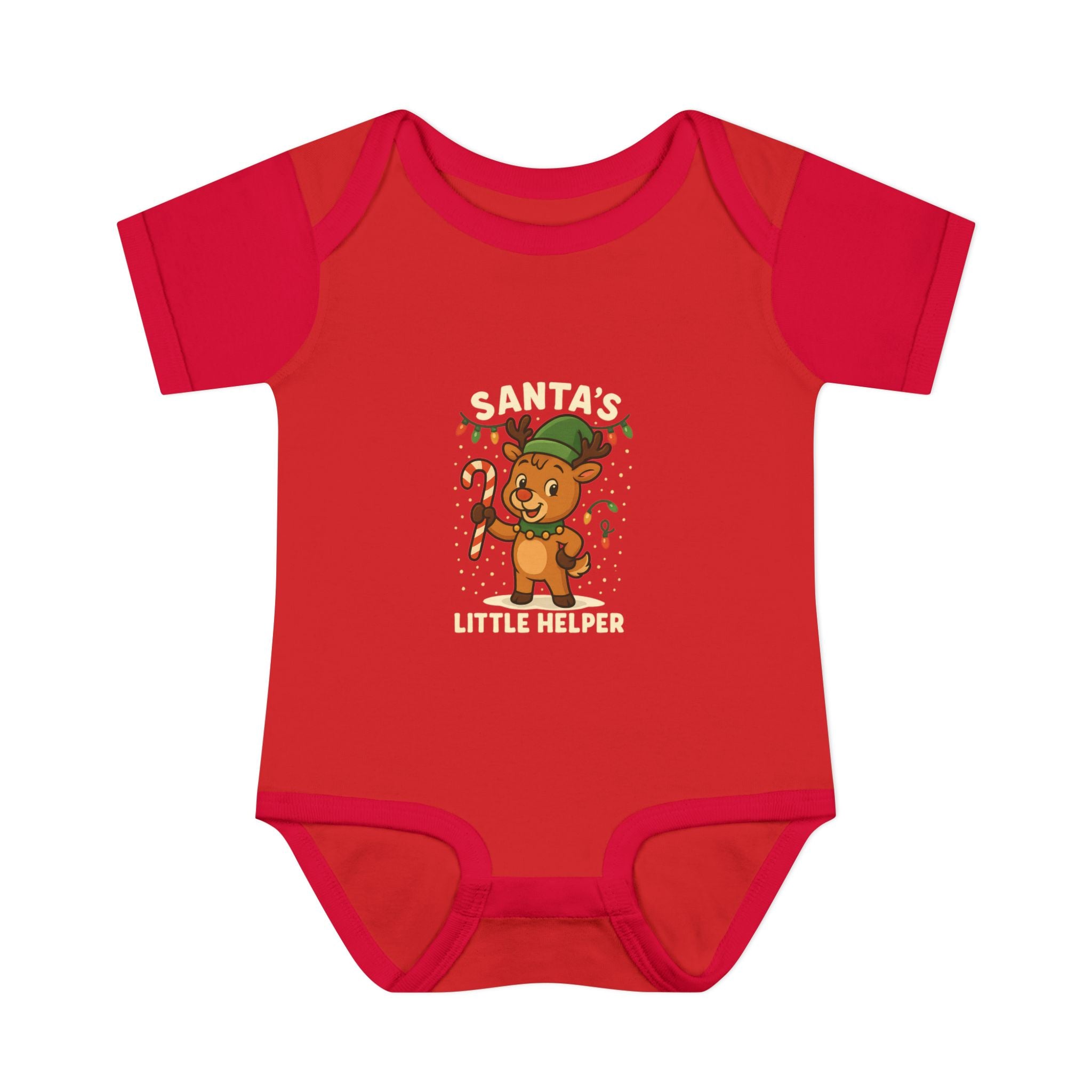 Santa’s Little Helper Baby Christmas Bodysuit – Cute Reindeer Holiday Onesie
