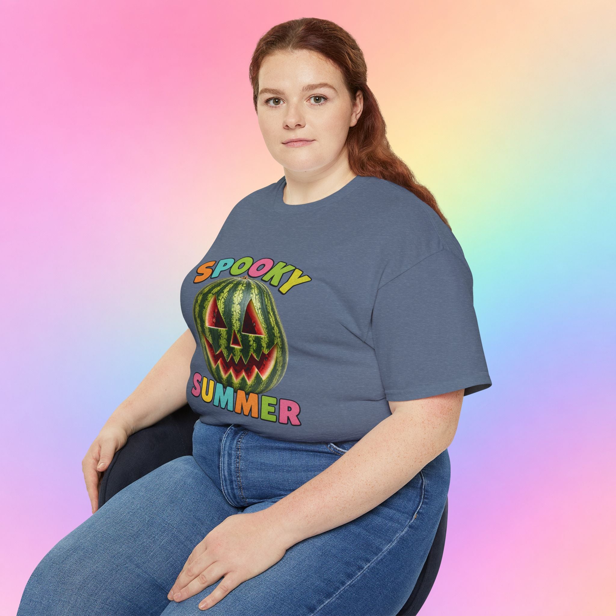 Spooky Summer Watermelon Jack-O’-Lantern T-Shirt | Summerween Halloween Shirt