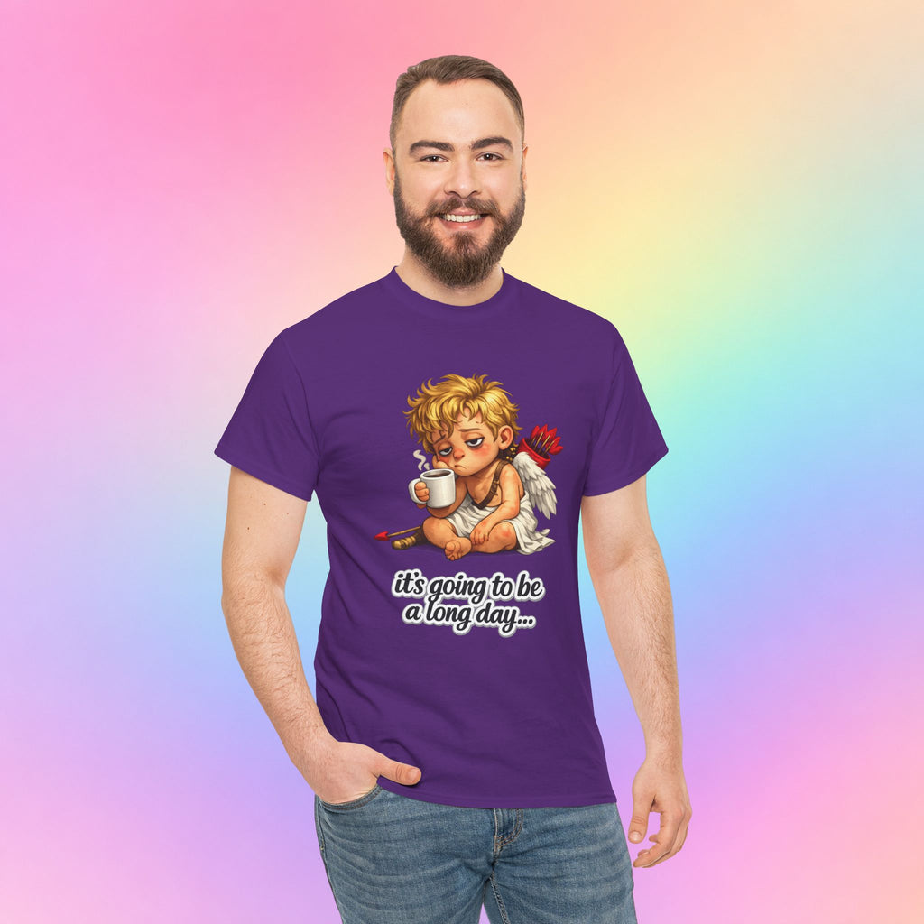 It’s Going to Be a Long Day Cupid Valentine’s Day T-Shirt – Funny Coffee Angel Tee