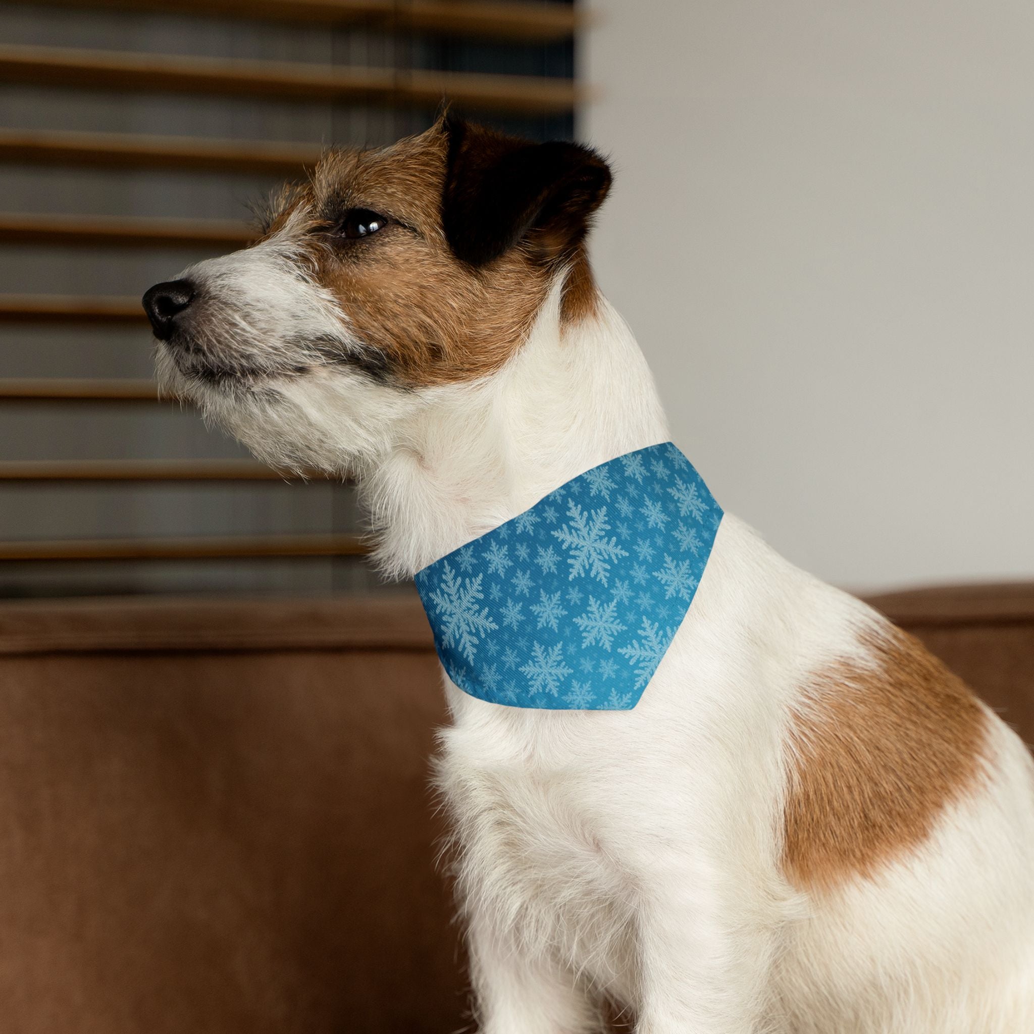 ❄️ Winter Snowflake Pet Bandana – Blue Frost Edition (Multiple Sizes)