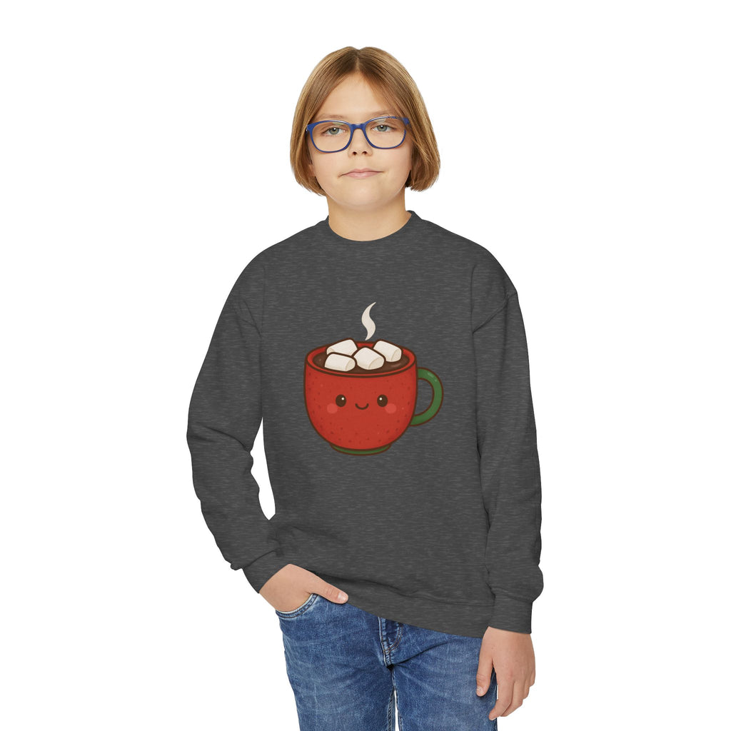 🎄 Cuddly Cocoa Youth Sweatshirt – Cozy Christmas Hot Chocolate Design
