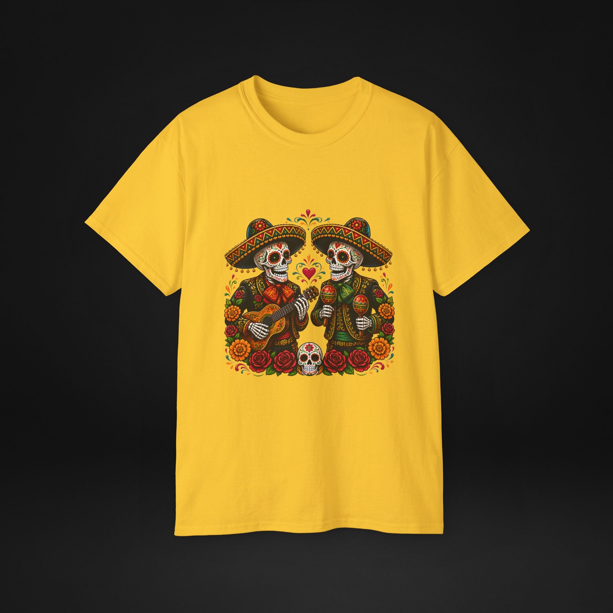 Cinco De Mayo Sugar Skull Mariachi T-Shirt | Dia de los Muertos Inspired Fiesta Tee