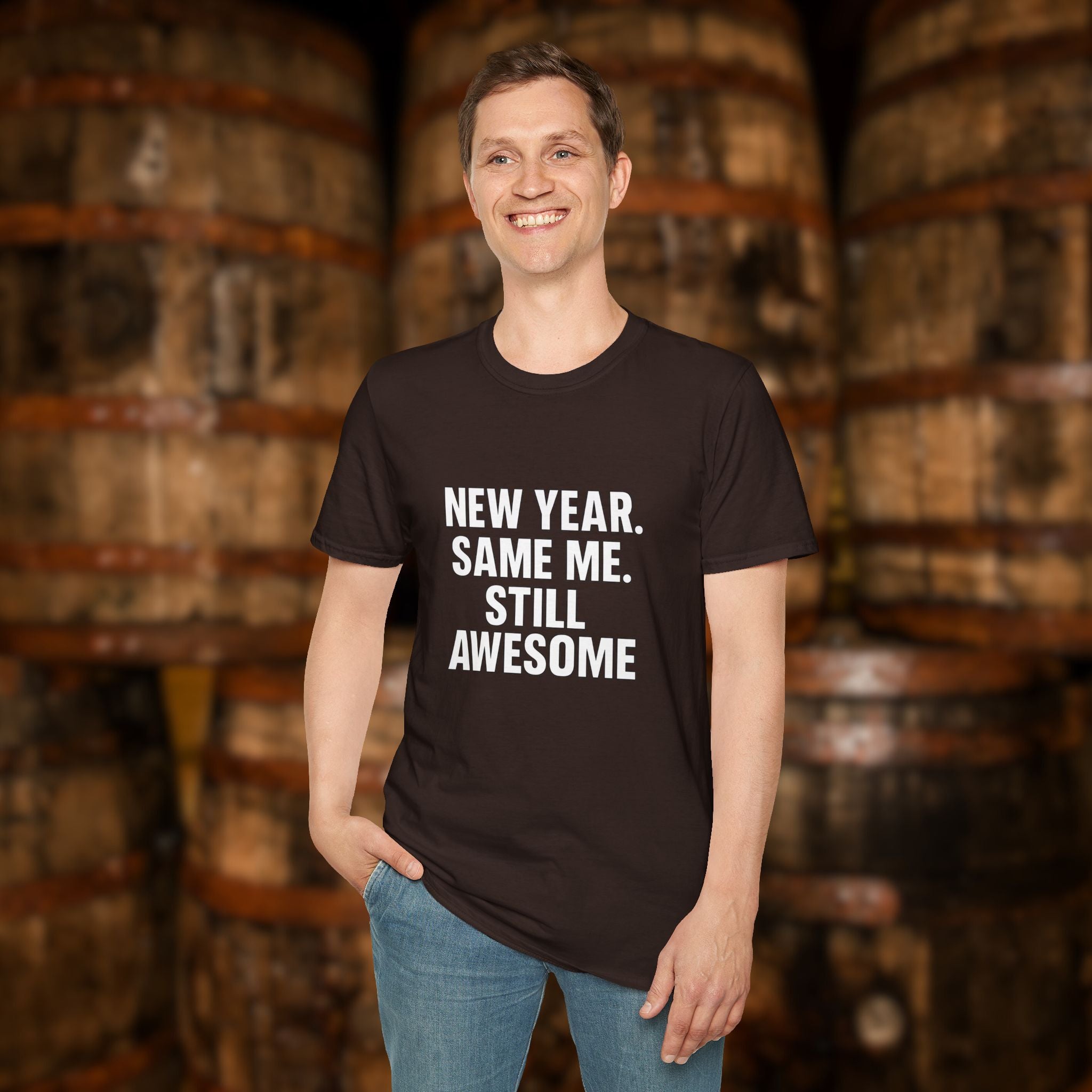 New Year Same Me Still Awesome T-Shirt – Funny New Year Graphic Tee, Bold Statement Unisex Shirt
