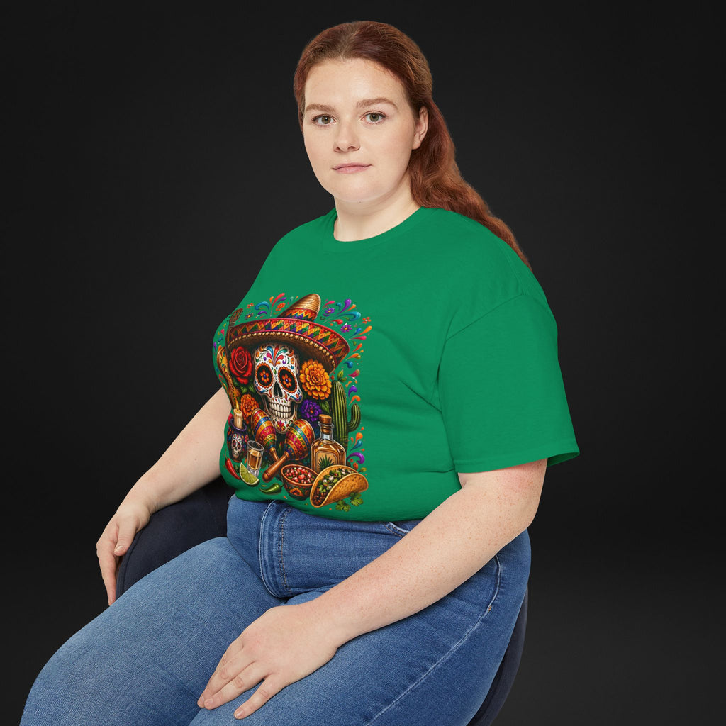 Cinco de Mayo Sugar Skull T-Shirt – Fiesta Sombrero Taco & Tequila Graphic Tee