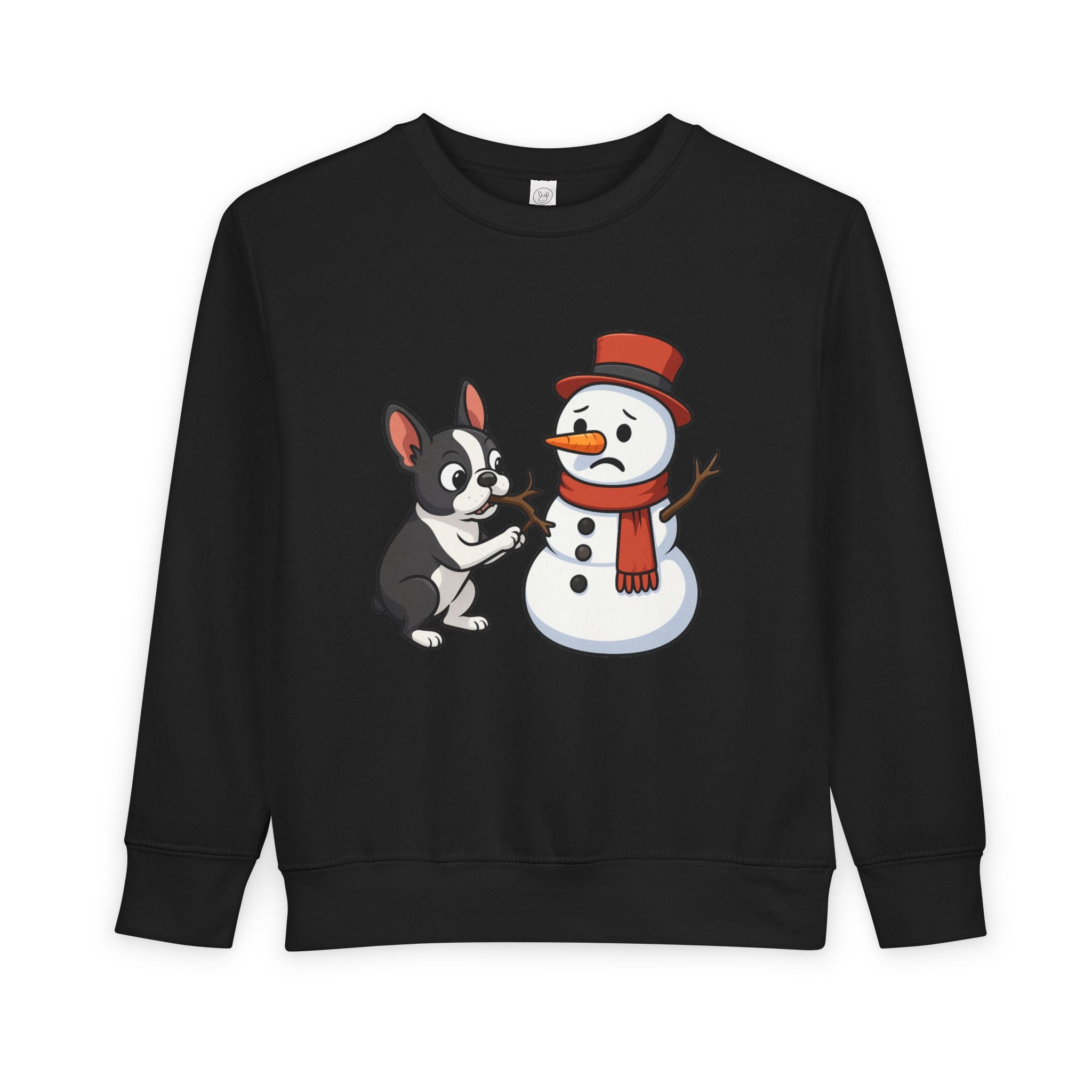 Boston Terrier & Snowman Christmas Toddler Sweatshirt