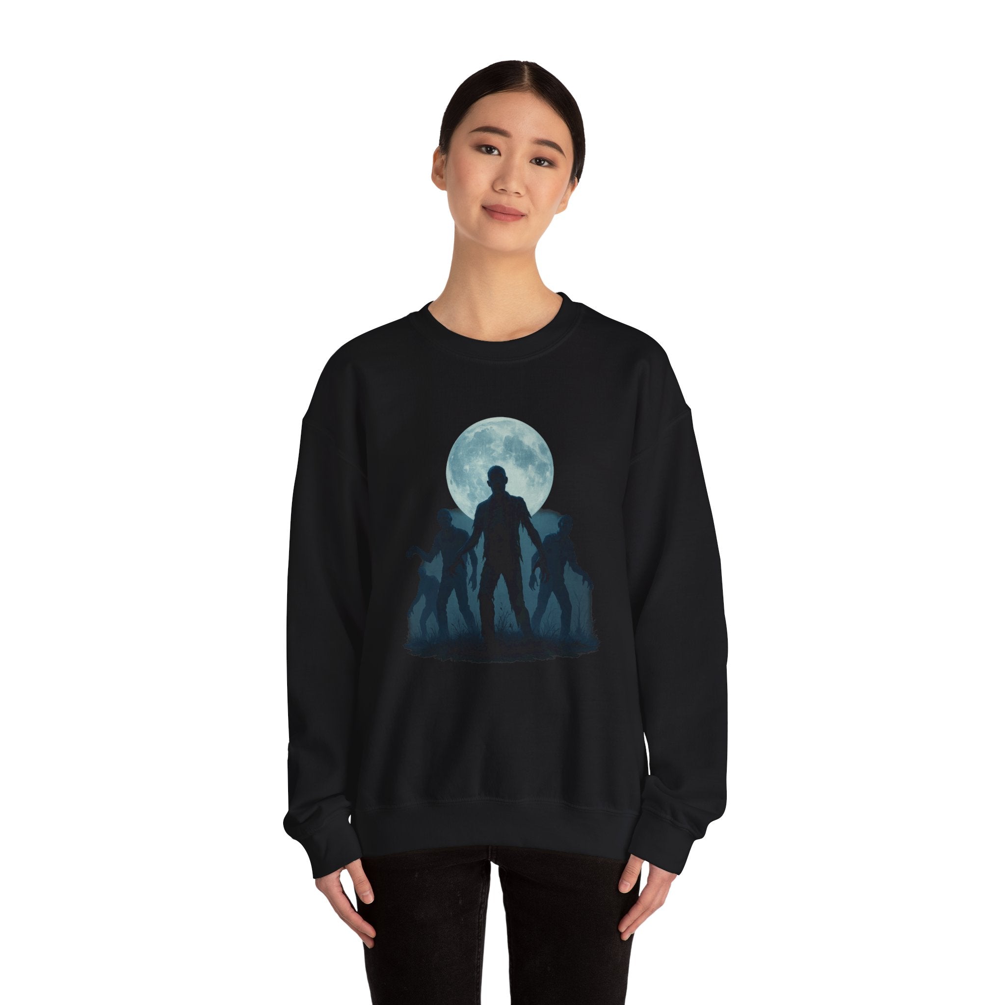 Zombie Rising Under the Full Moon | Halloween Horror Sweatshirt