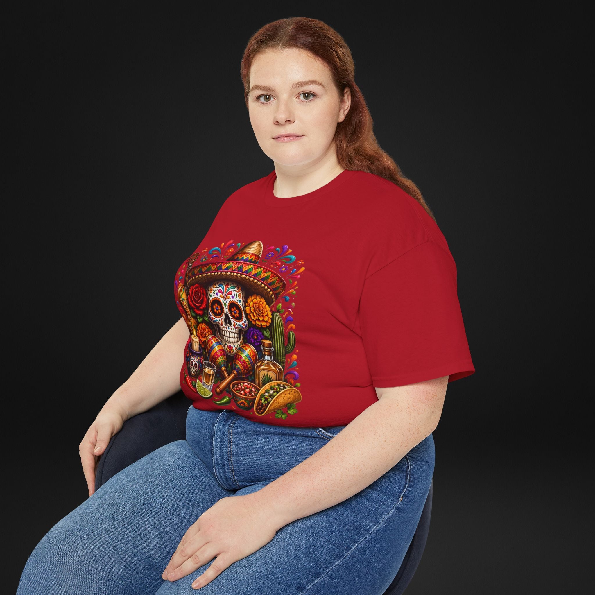 Cinco de Mayo Sugar Skull T-Shirt – Fiesta Sombrero Taco & Tequila Graphic Tee