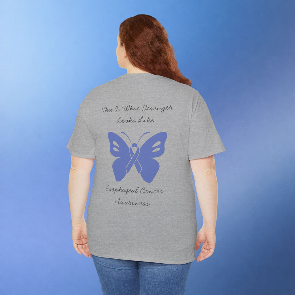 Esophageal Cancer Awareness T-Shirt | This Is What Strength Looks Like Butterfly Ribbon Tee
