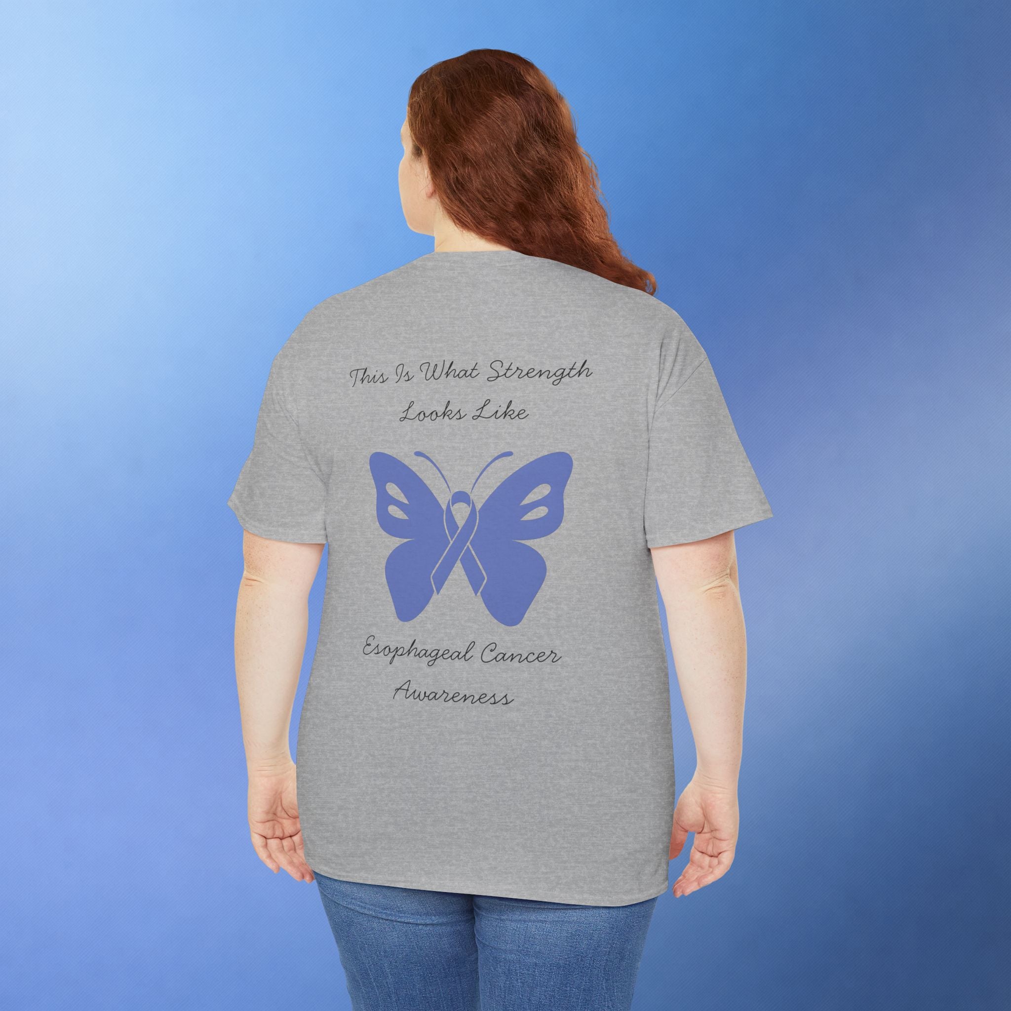 Esophageal Cancer Awareness T-Shirt | This Is What Strength Looks Like Butterfly Ribbon Tee