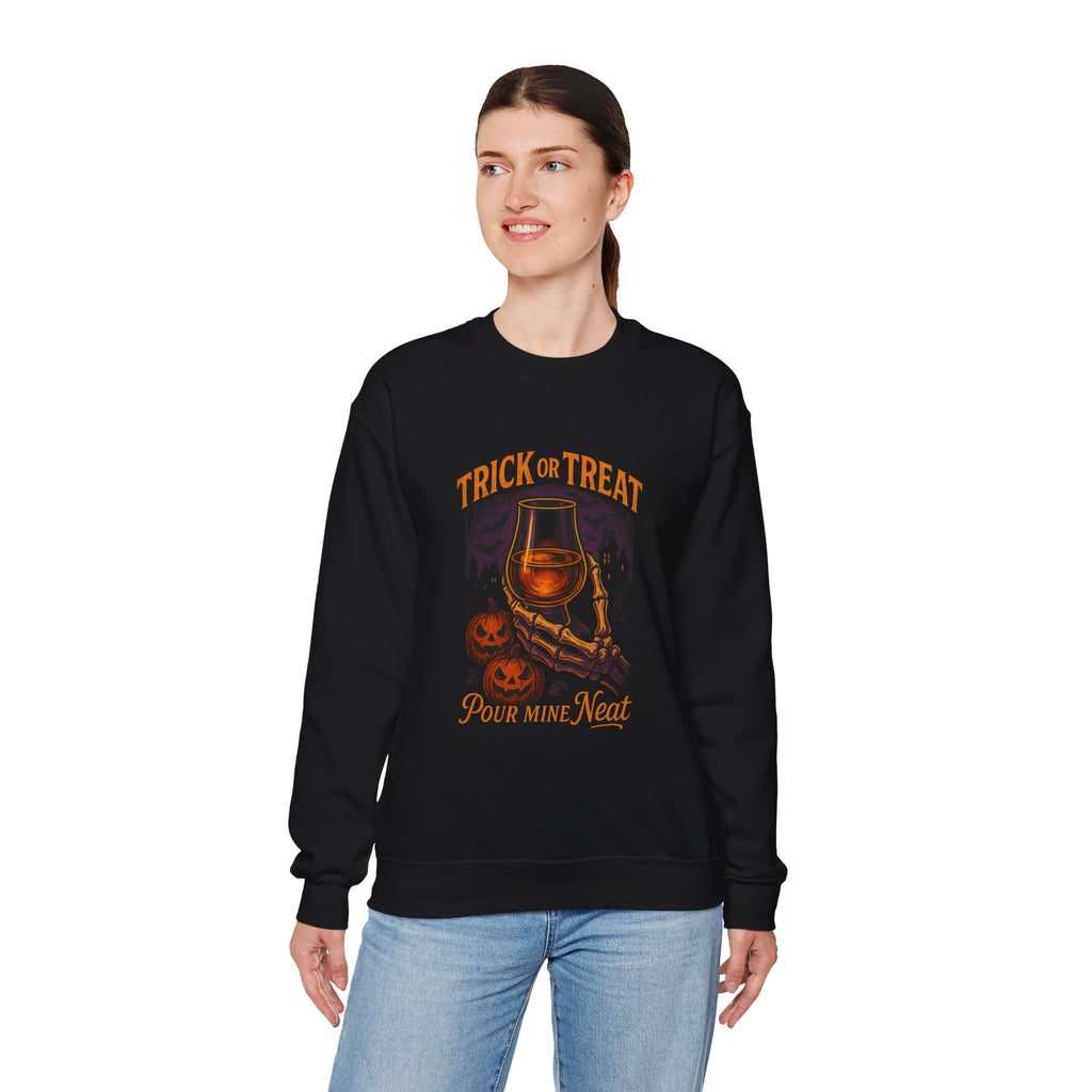 Trick or Treat Pour Mine Neat Halloween Bourbon Sweatshirt