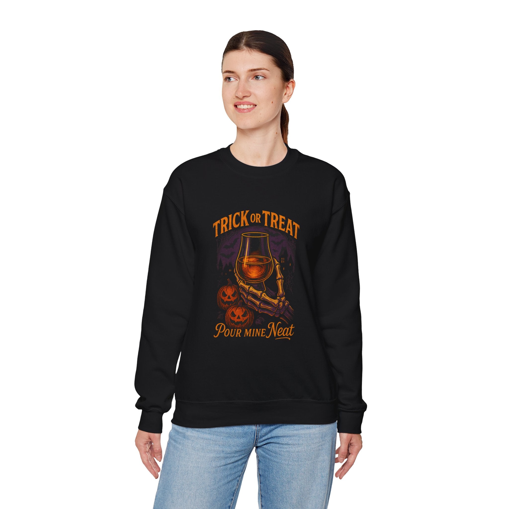 Trick or Treat Pour Mine Neat Halloween Bourbon Sweatshirt