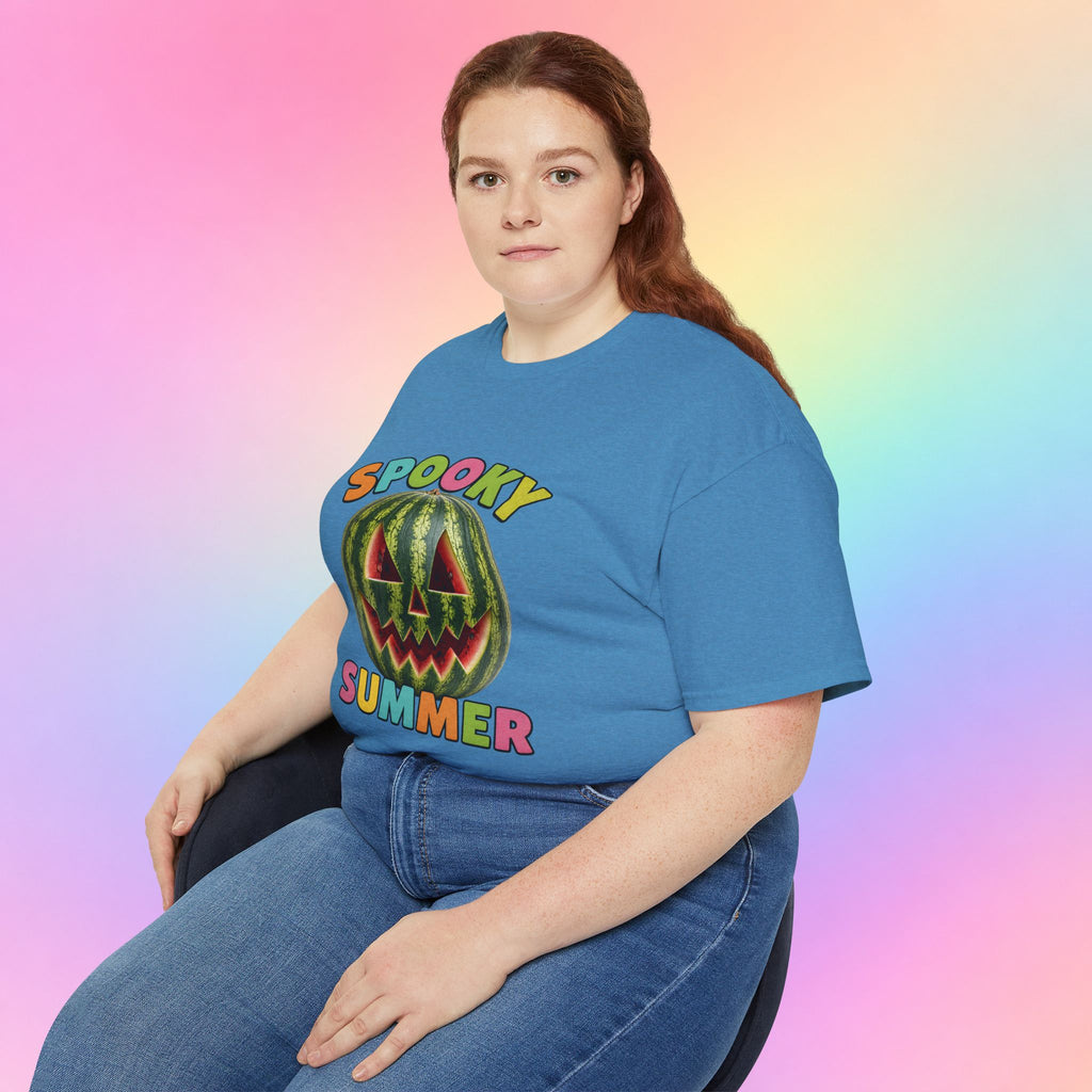 Spooky Summer Watermelon Jack-O’-Lantern T-Shirt | Summerween Halloween Shirt