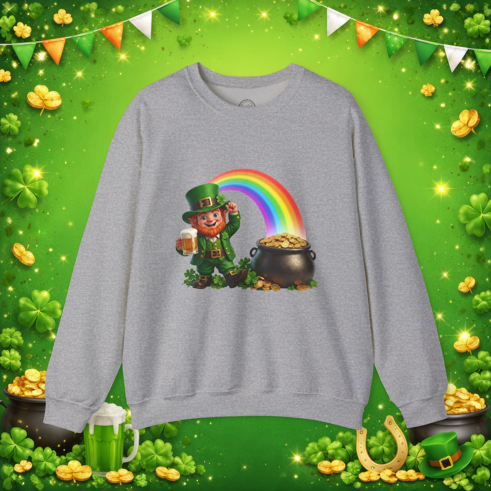 Lucky Leprechaun Rainbow Gold St. Patrick’s Day Sweatshirt | Irish Beer Pullover