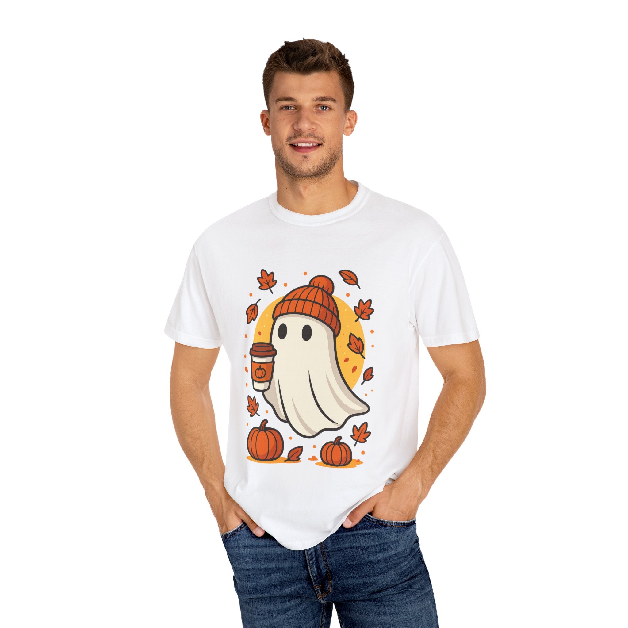 Cozy Ghost Pumpkin Spice Latte Fall T-Shirt
