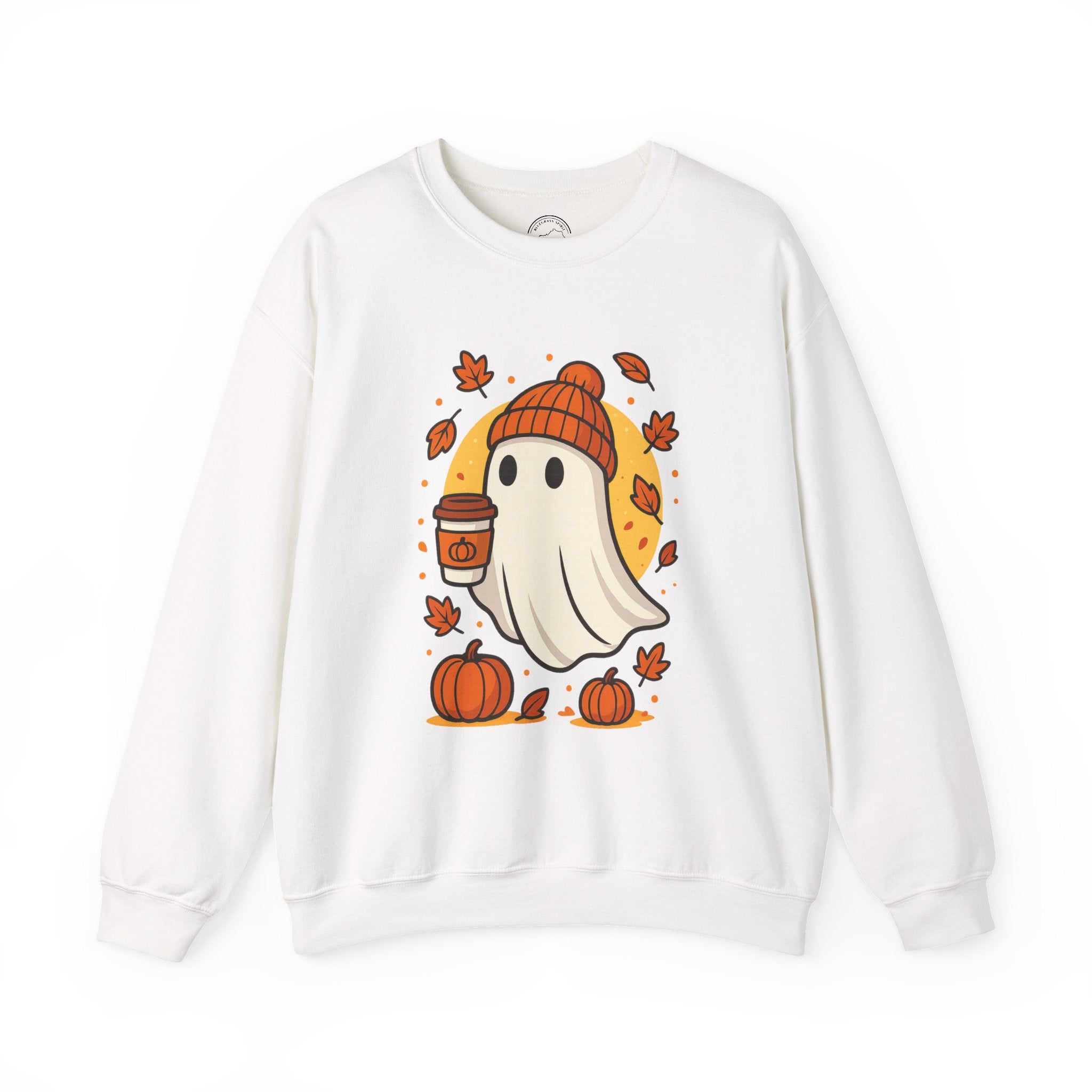 Cozy Ghost with Pumpkin Spice Latte Halloween Sweatshirt