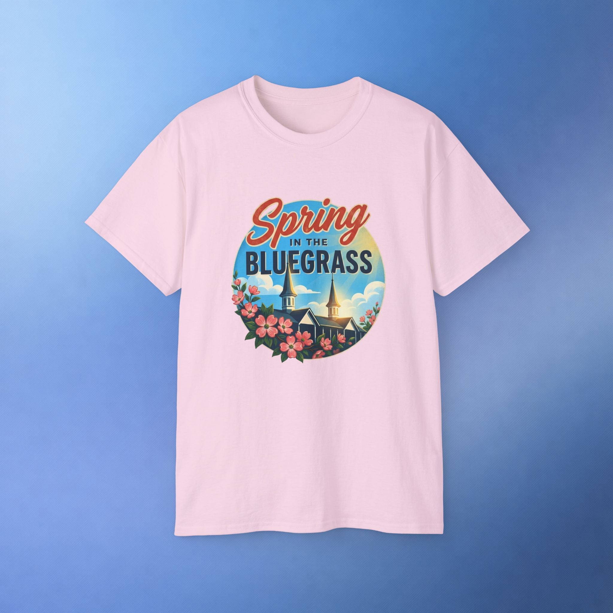 Spring in the Bluegrass T-Shirt – Kentucky Spring Floral Twin Spires Graphic Tee | Bluegrass Spirit Apparel