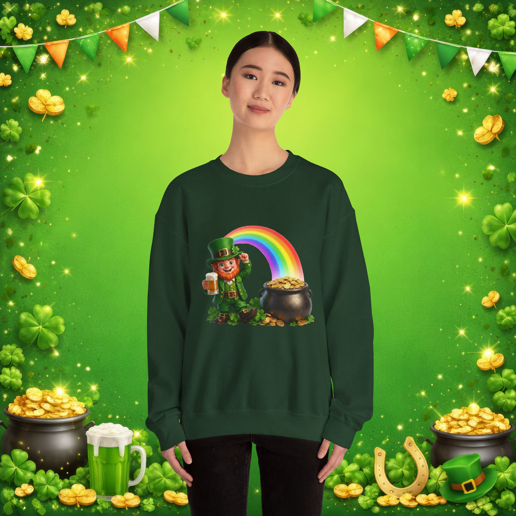 Lucky Leprechaun Rainbow Gold St. Patrick’s Day Sweatshirt | Irish Beer Pullover