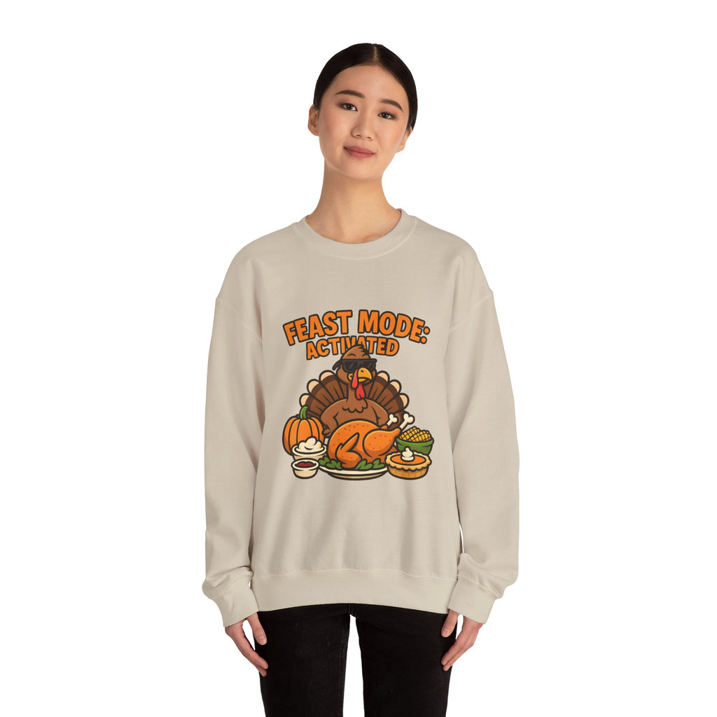 Feast Mode Activated Thanksgiving Turkey Sweatshirt – Fun Holiday Feast Design