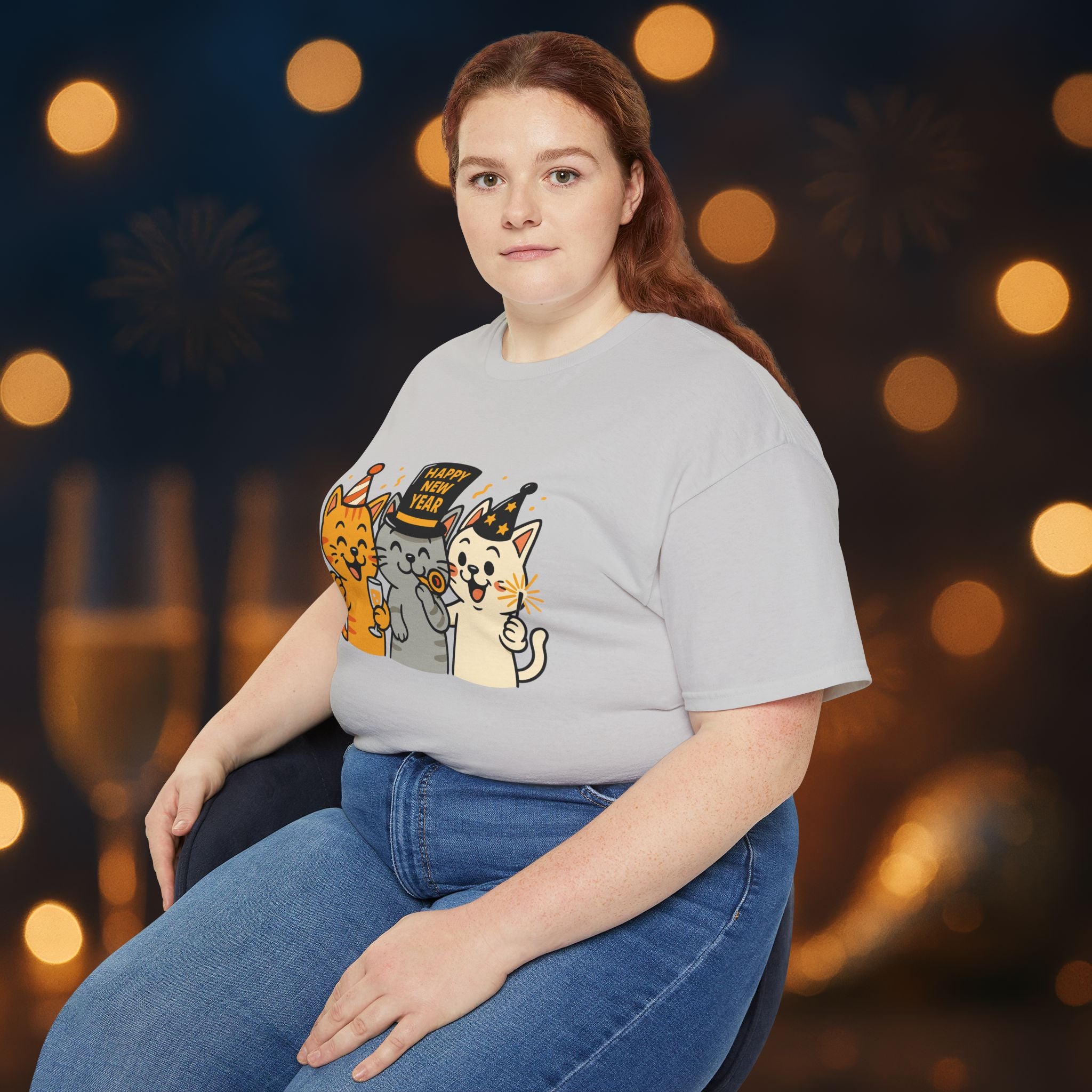 Happy New Year Cats T-Shirt – Cute Party Cats Tee | New Year’s Eve Cat Lover Shirt