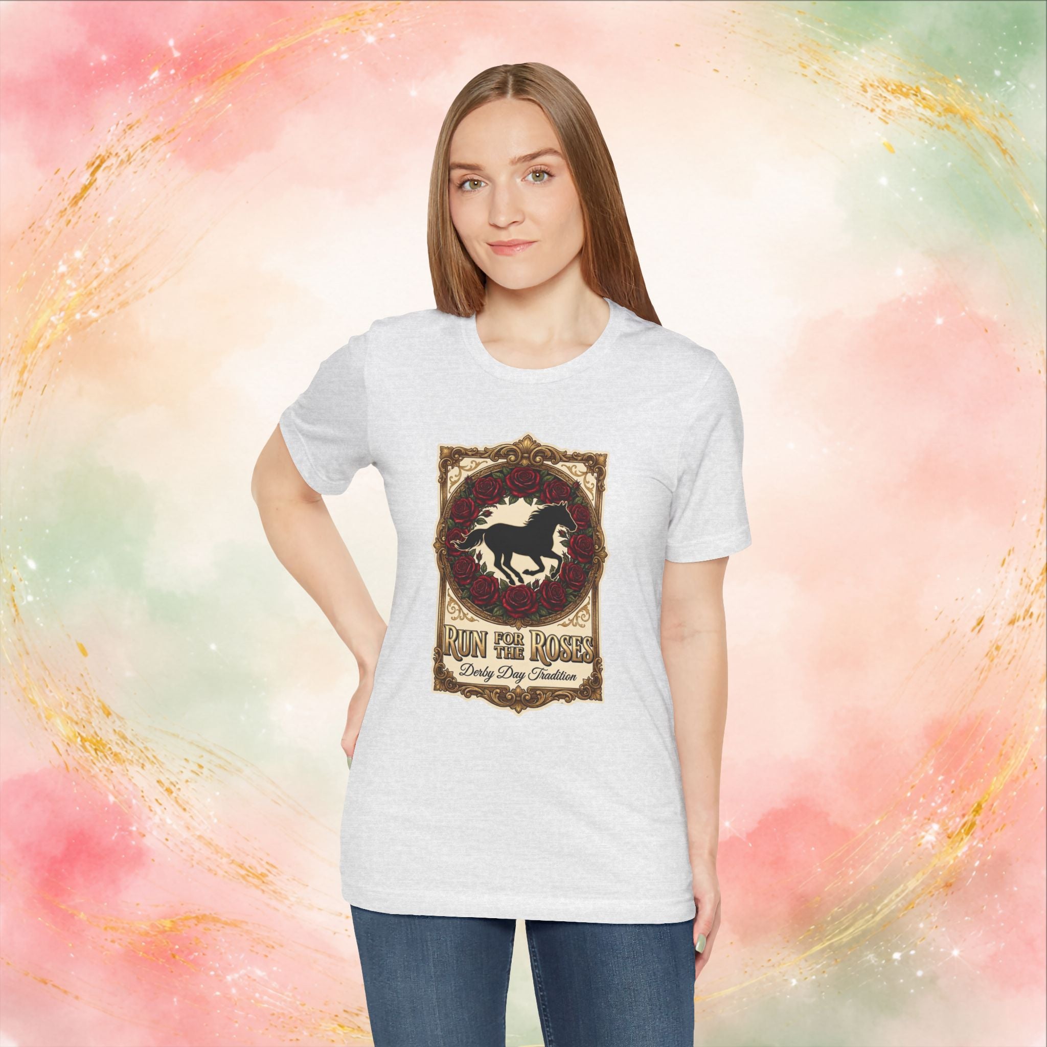 Run for the Roses Unisex T-Shirt, Derby Day Horse Shirt, Vintage Floral Racing Tee