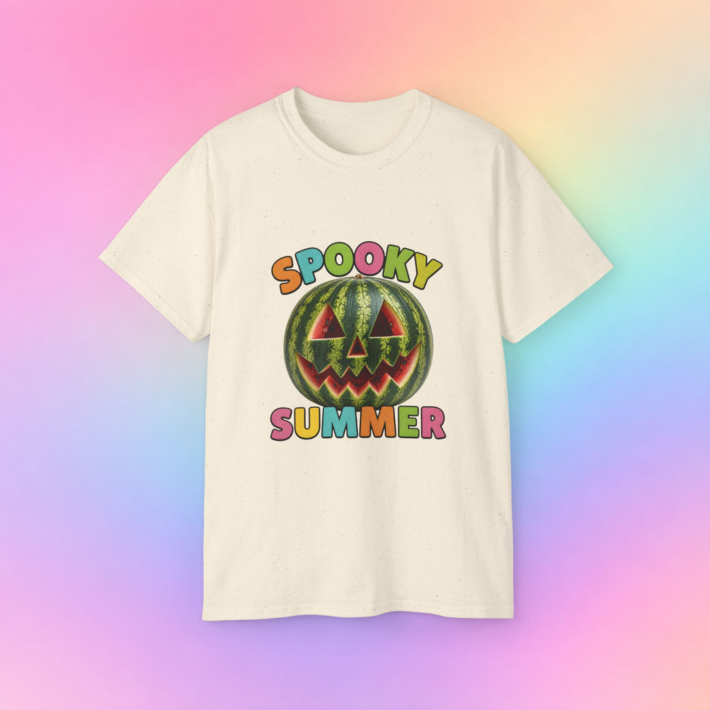 Spooky Summer Watermelon Jack-O’-Lantern T-Shirt | Summerween Halloween Shirt
