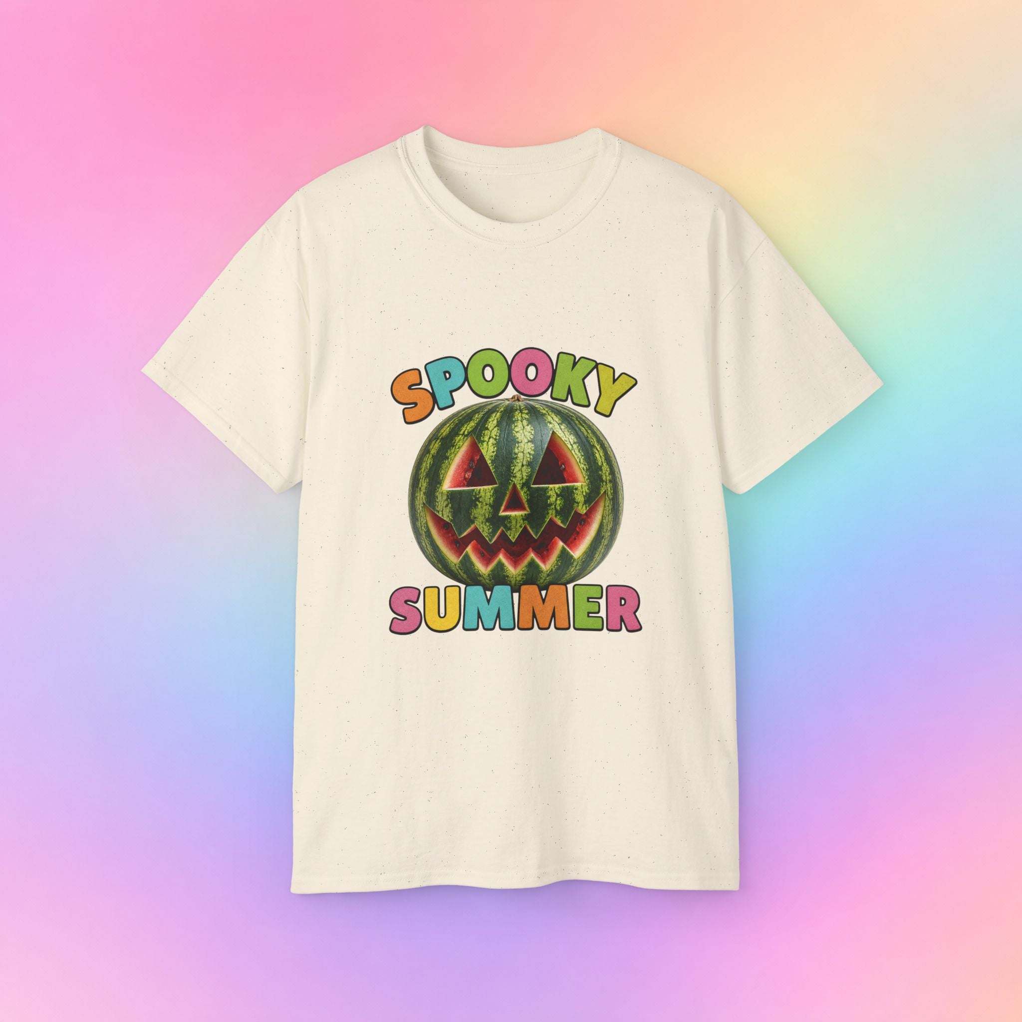 Spooky Summer Watermelon Jack-O’-Lantern T-Shirt | Summerween Halloween Shirt