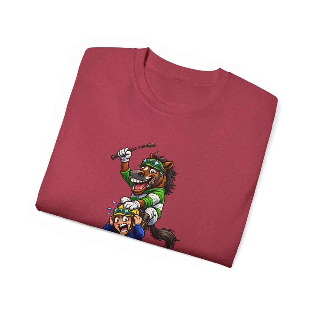 Funny Derby Horse & Jockey T-Shirt | Playful Horse Racing Graphic Tee
