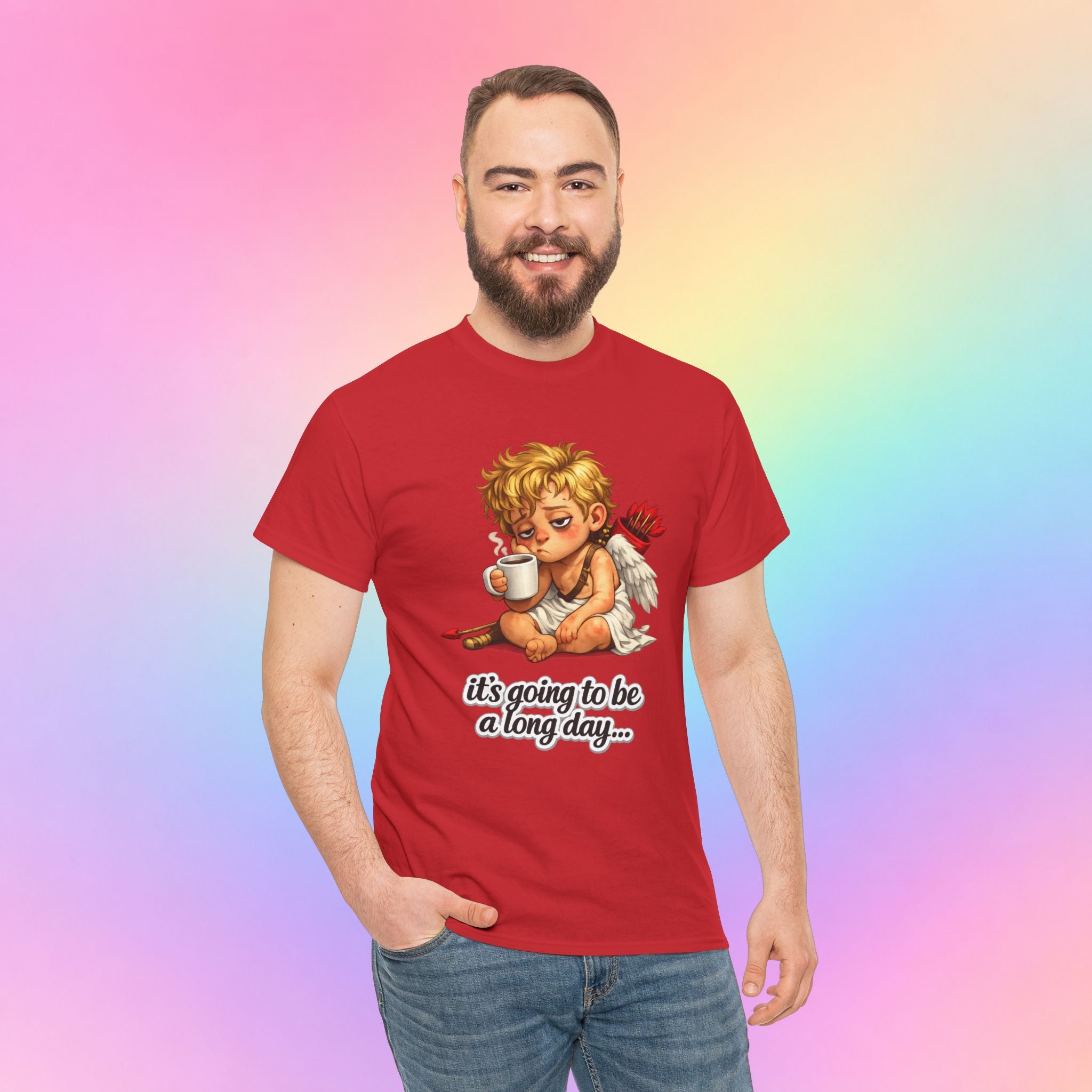 It’s Going to Be a Long Day Cupid Valentine’s Day T-Shirt – Funny Coffee Angel Tee