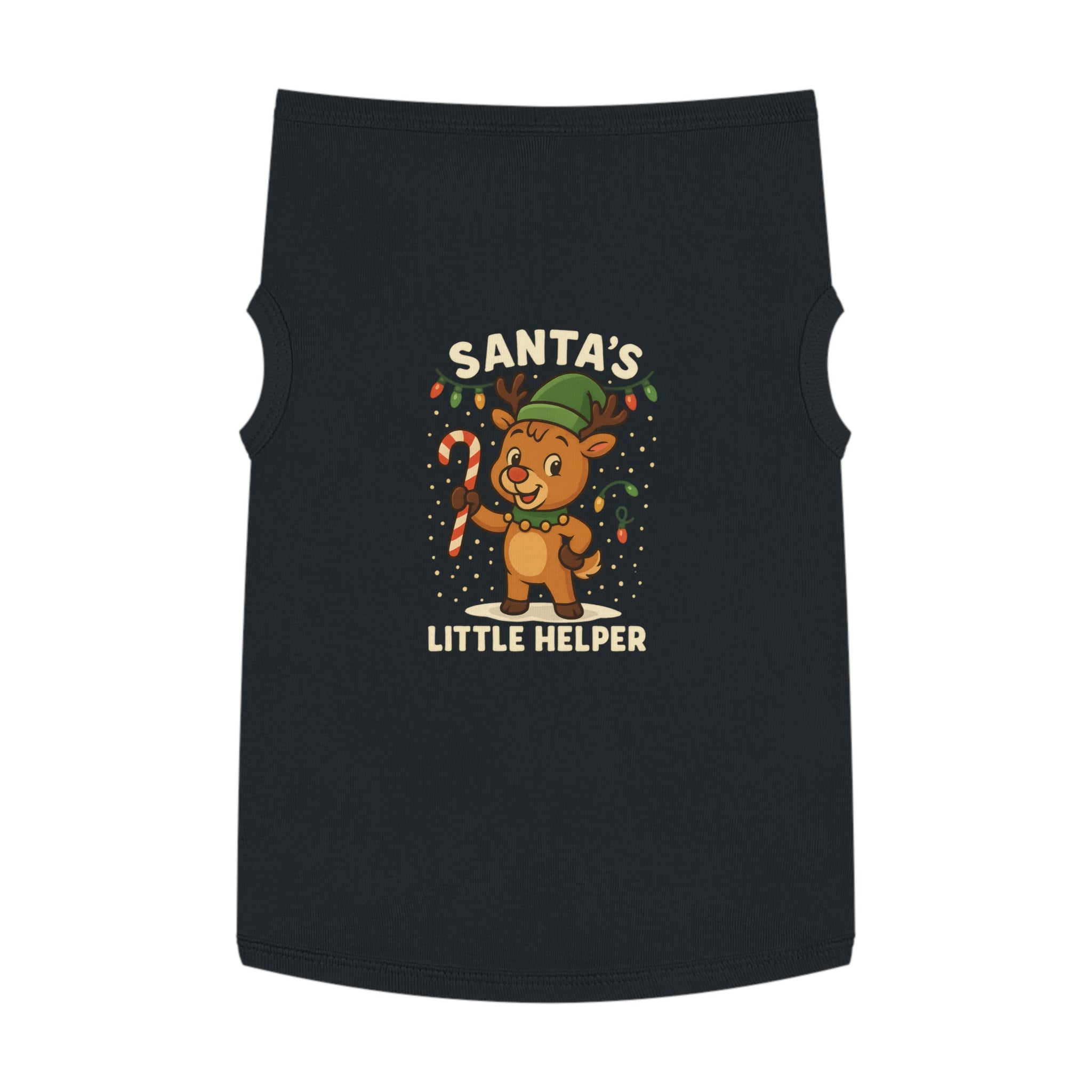Santa’s Little Helper Dog Christmas Shirt – Cute Reindeer Holiday Pet Tank Top