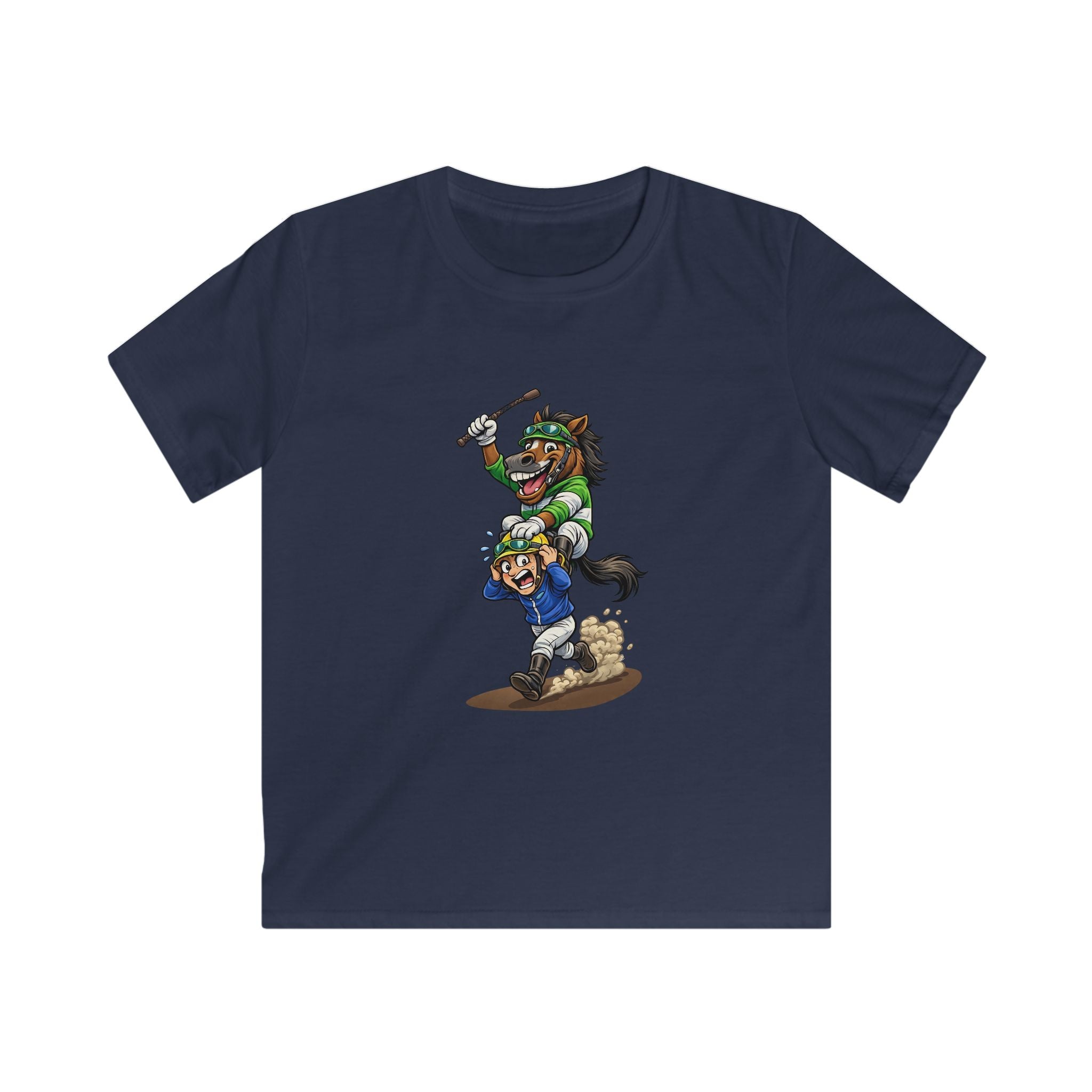 Funny Derby Horse & Jockey Kids Softstyle Tee | Youth Horse Racing Shirt