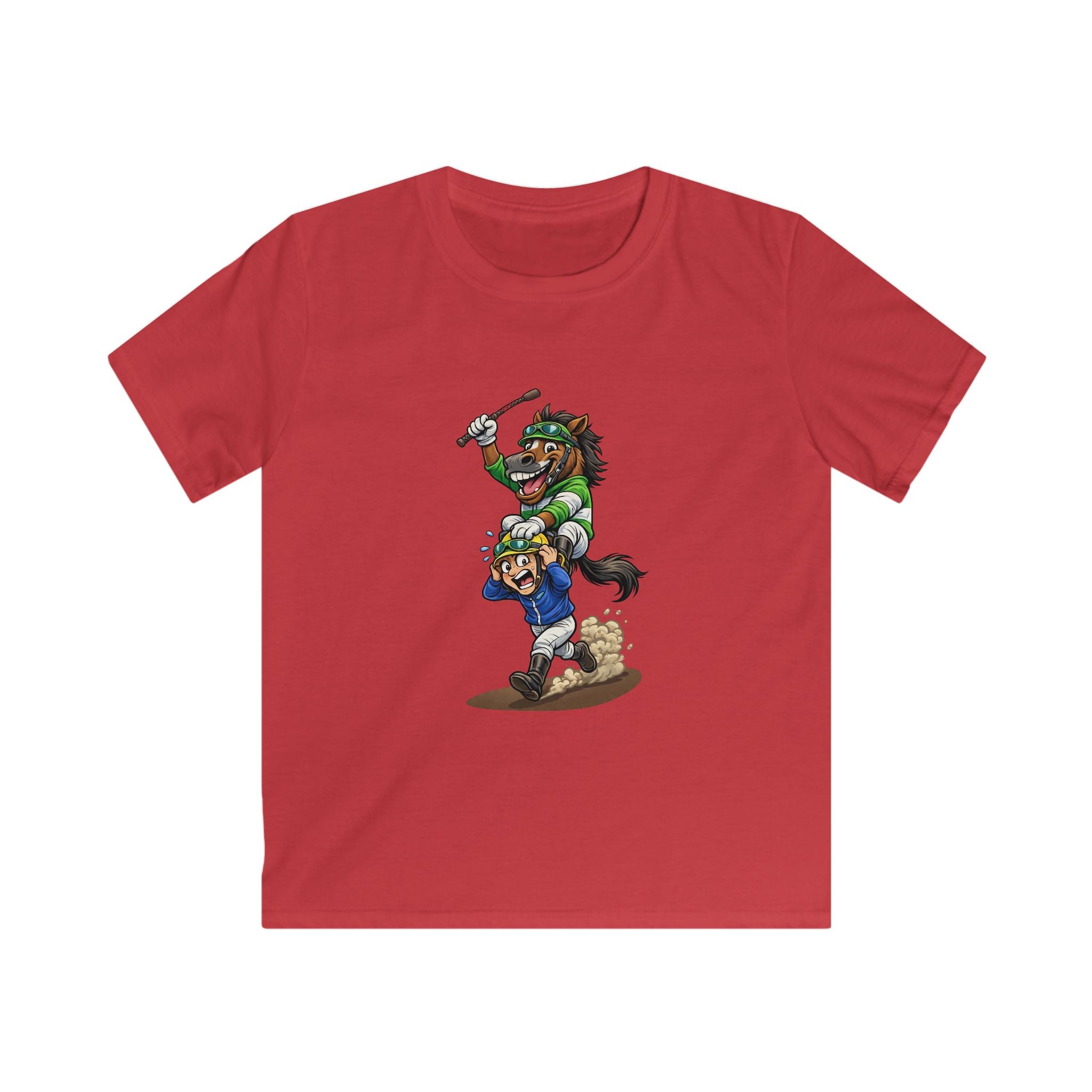 Funny Derby Horse & Jockey Kids Softstyle Tee | Youth Horse Racing Shirt
