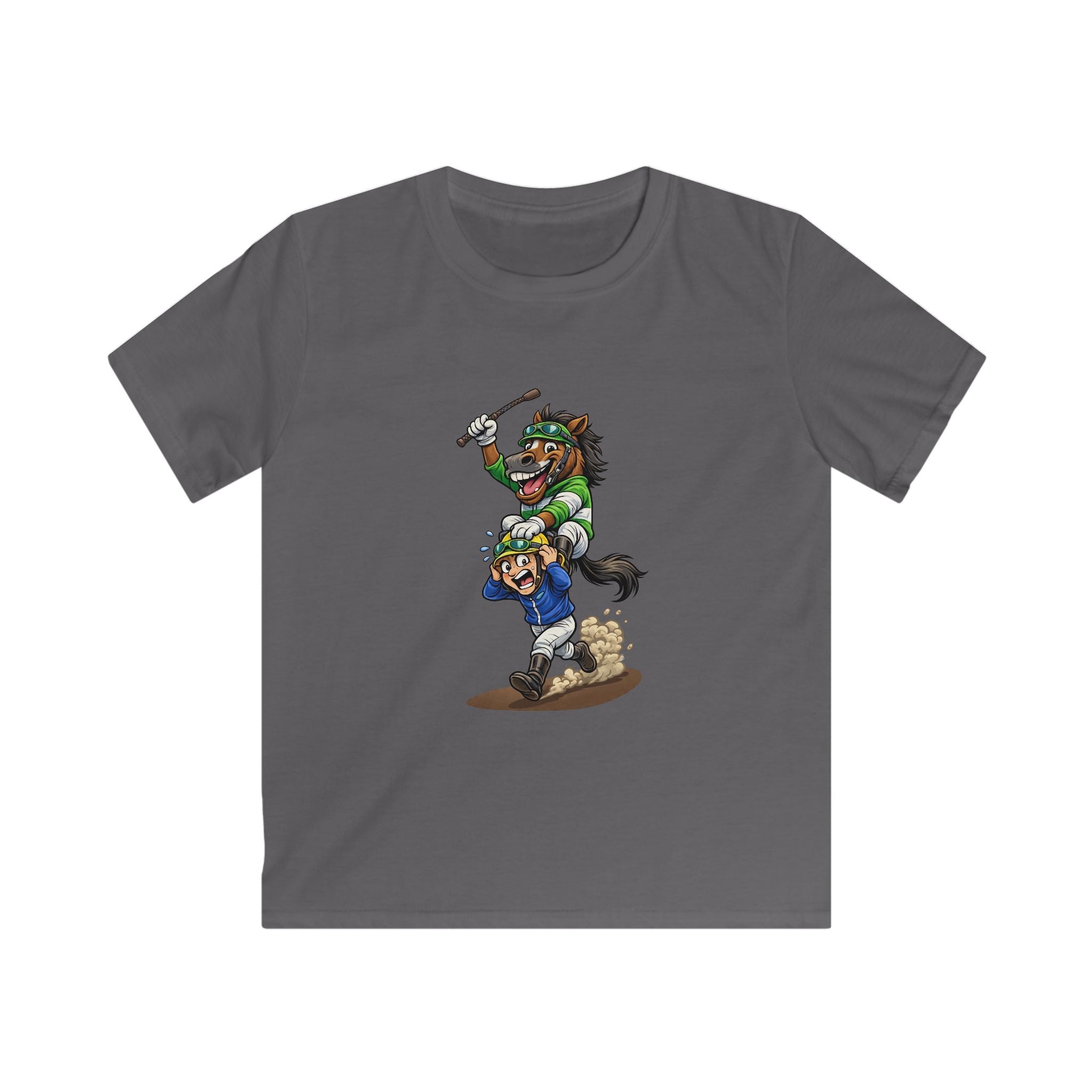 Funny Derby Horse & Jockey Kids Softstyle Tee | Youth Horse Racing Shirt