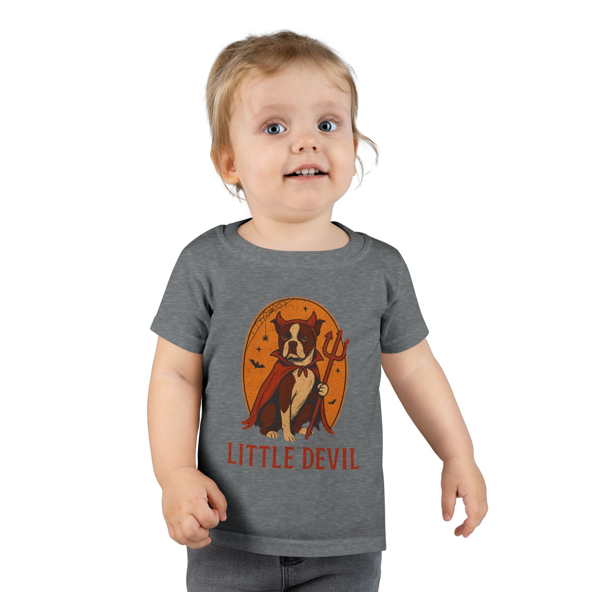 Little Devil Boston Terrier Toddler Halloween Shirt