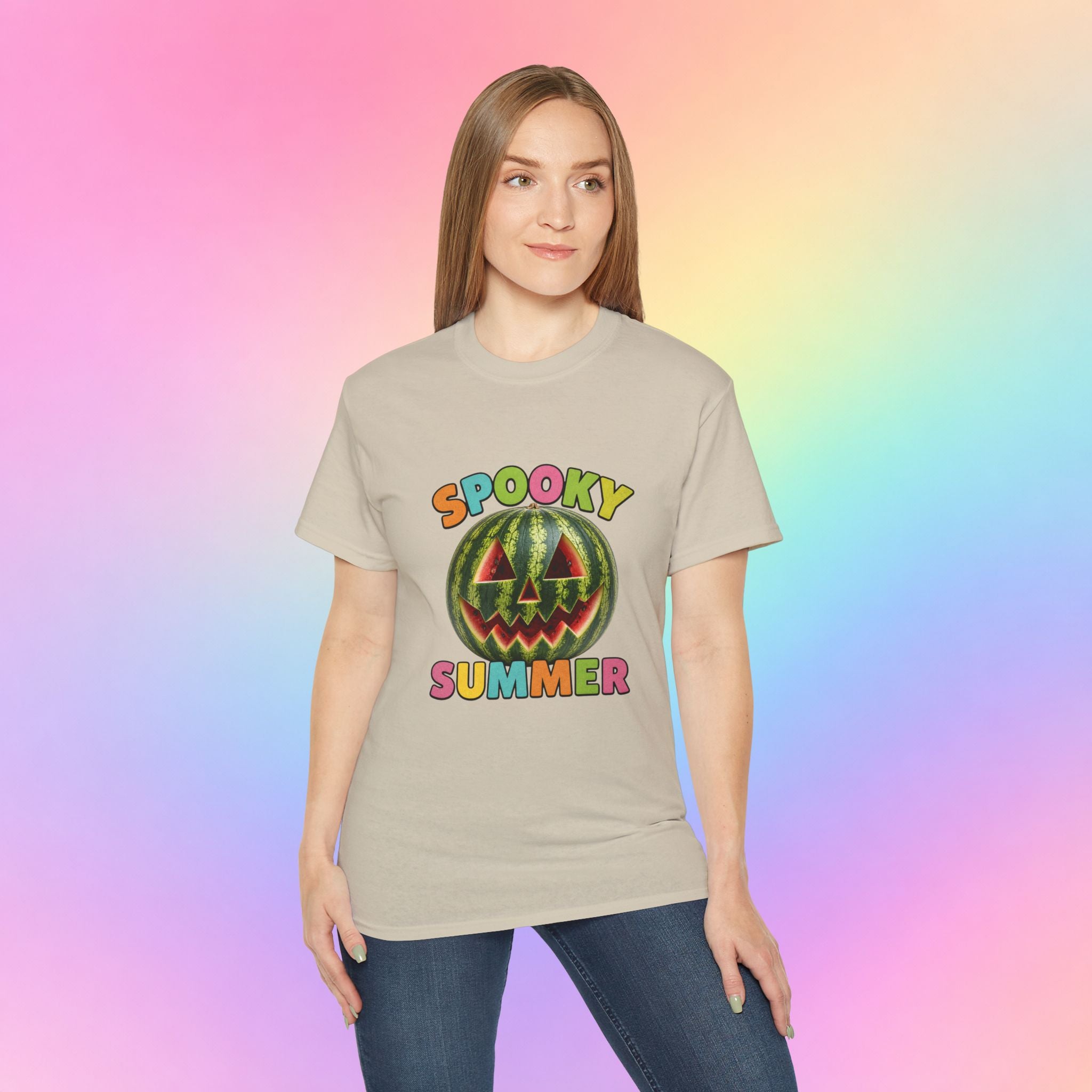 Spooky Summer Watermelon Jack-O’-Lantern T-Shirt | Summerween Halloween Shirt