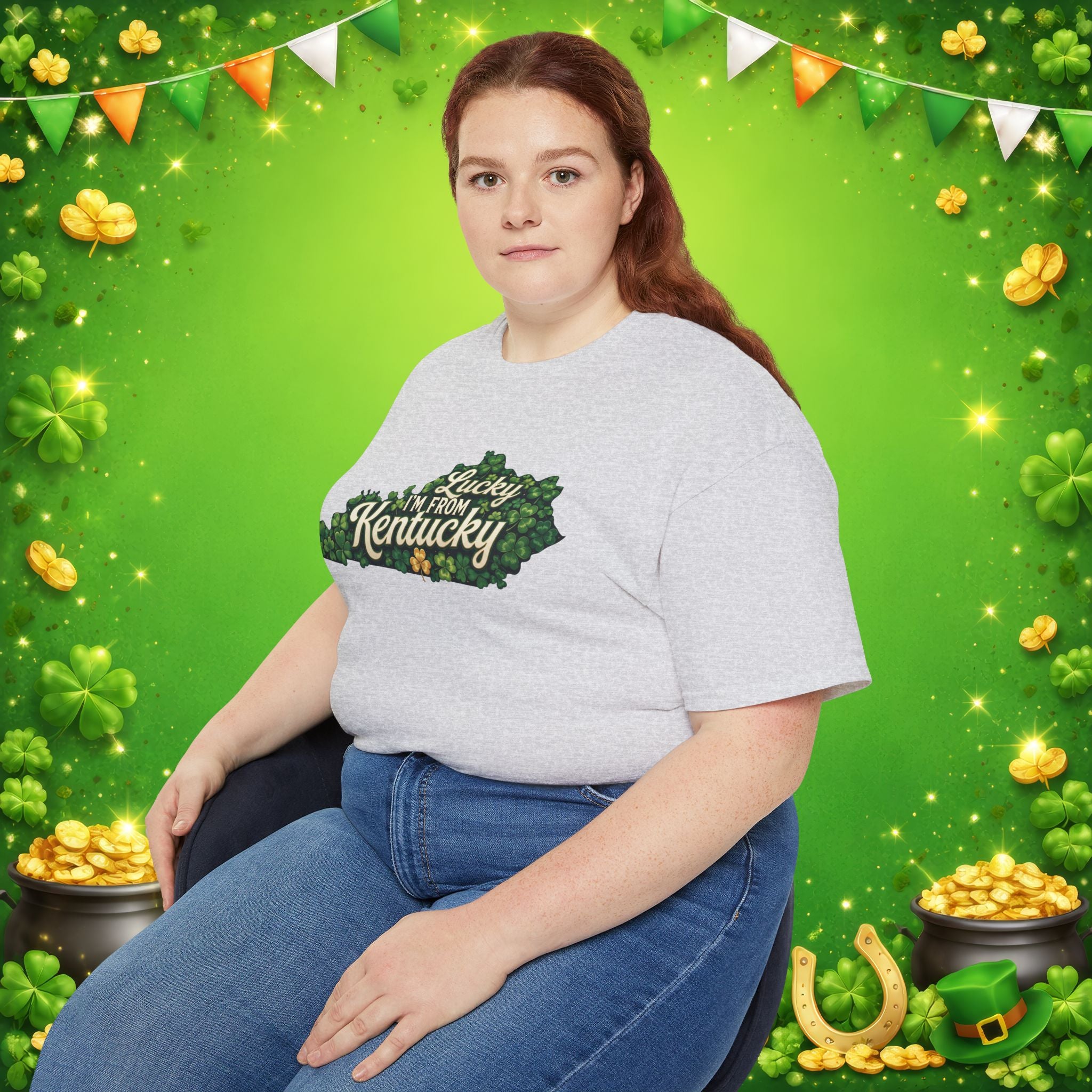 Lucky I’m From Kentucky T-Shirt – St. Patrick’s Day Shamrock Kentucky Shirt – Irish Bluegrass Pride Graphic Tee