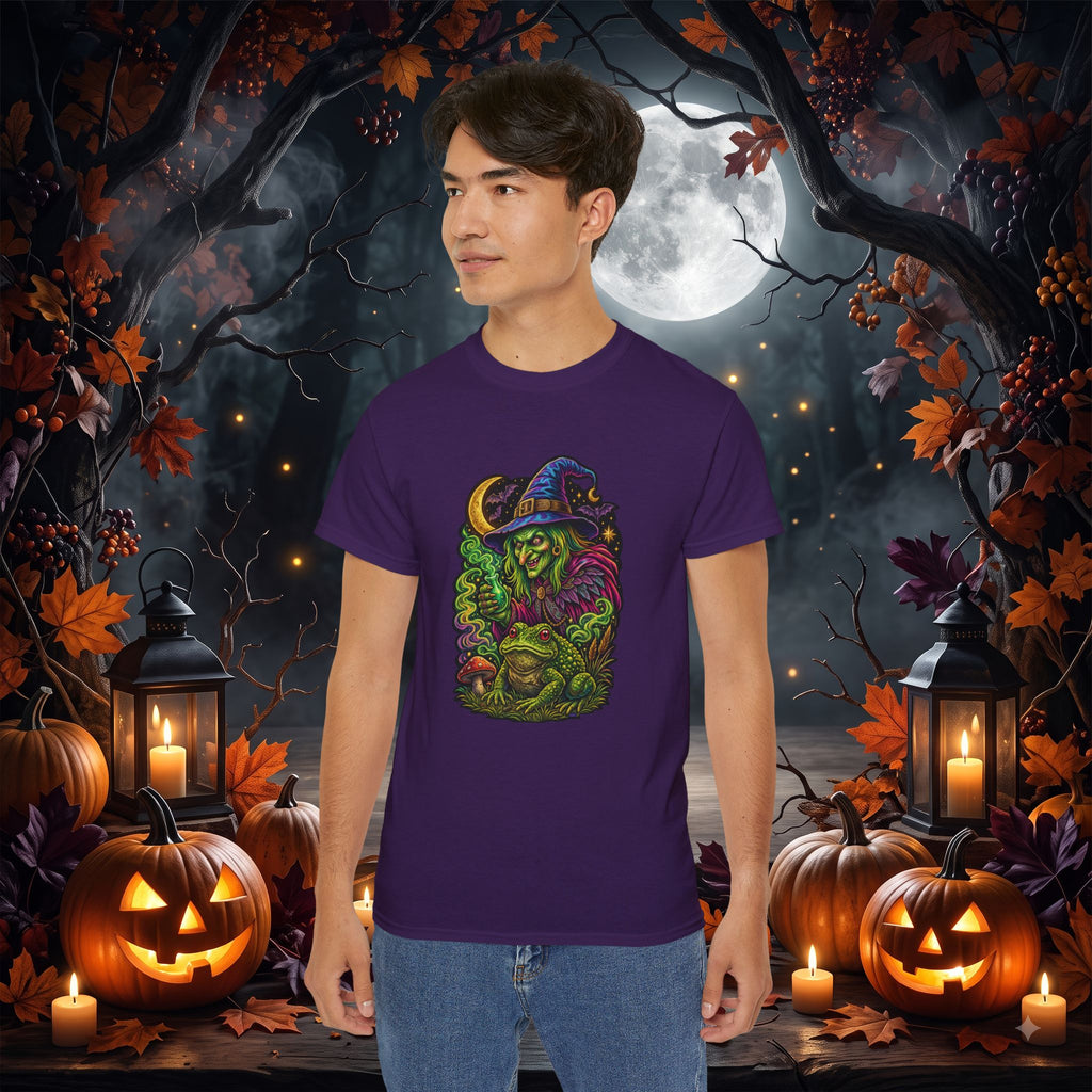 Neon Witch & Toad Halloween T-Shirt | Spooky Witchcraft Tee