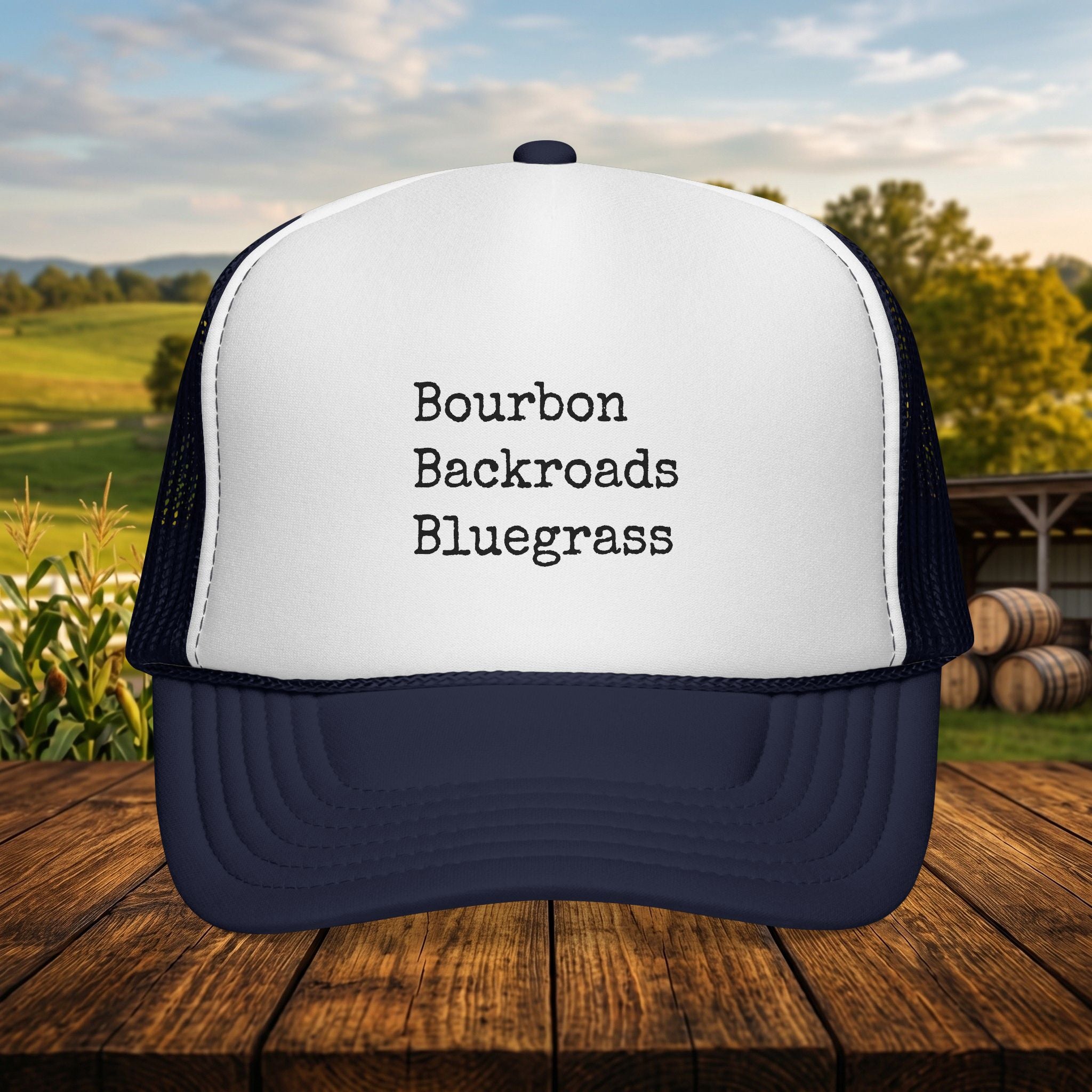 Bourbon Backroads Bluegrass Kentucky Trucker Hat | Southern Country Cap