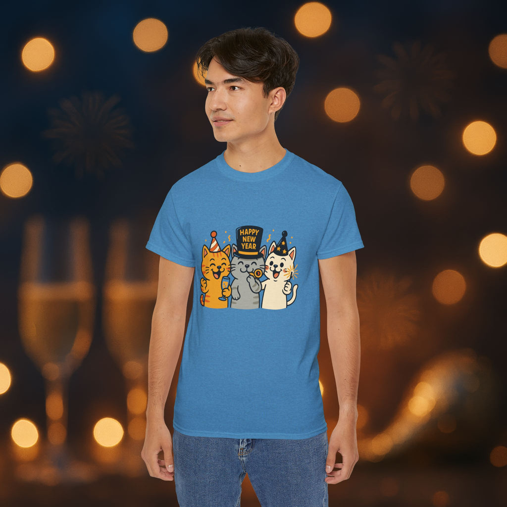 Happy New Year Cats T-Shirt – Cute Party Cats Tee | New Year’s Eve Cat Lover Shirt