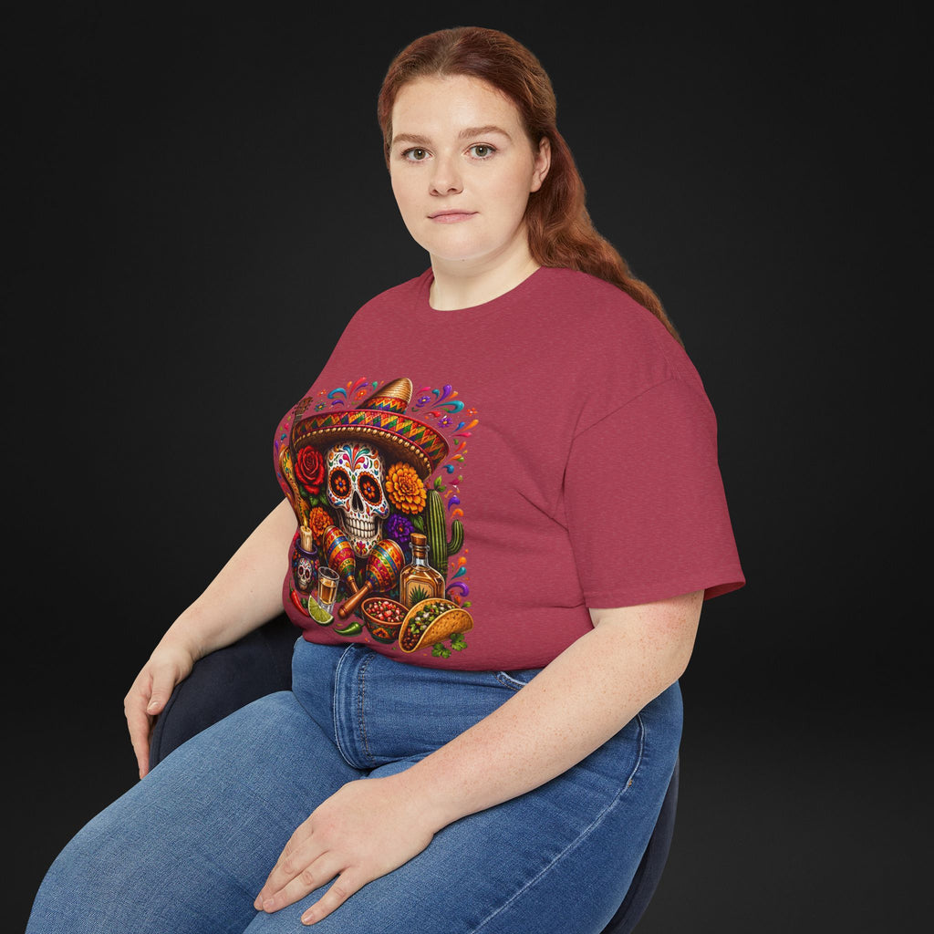 Cinco de Mayo Sugar Skull T-Shirt – Fiesta Sombrero Taco & Tequila Graphic Tee