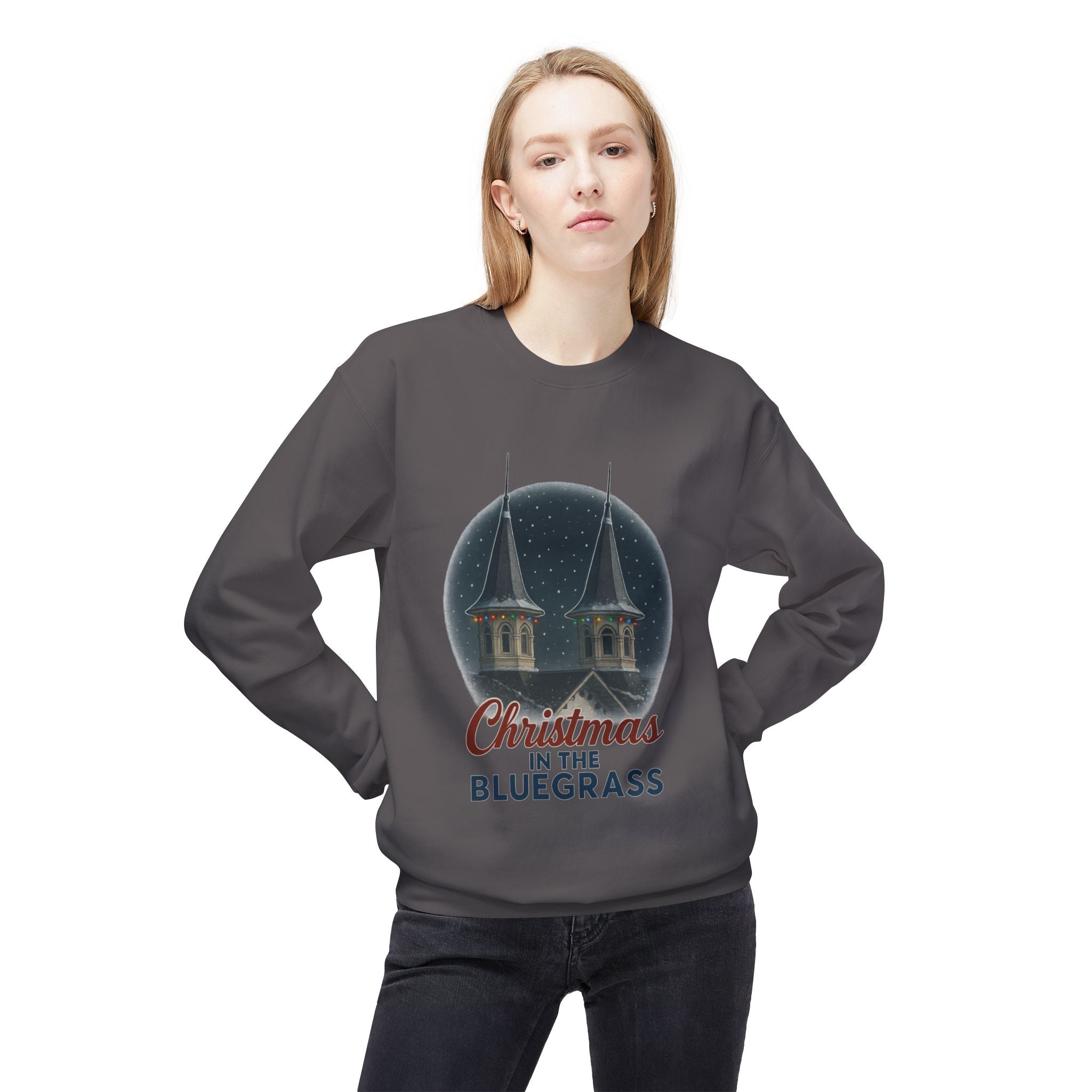 🎄 Christmas in the Bluegrass Sweatshirt – Churchill Downs Twin Spires Holiday Design