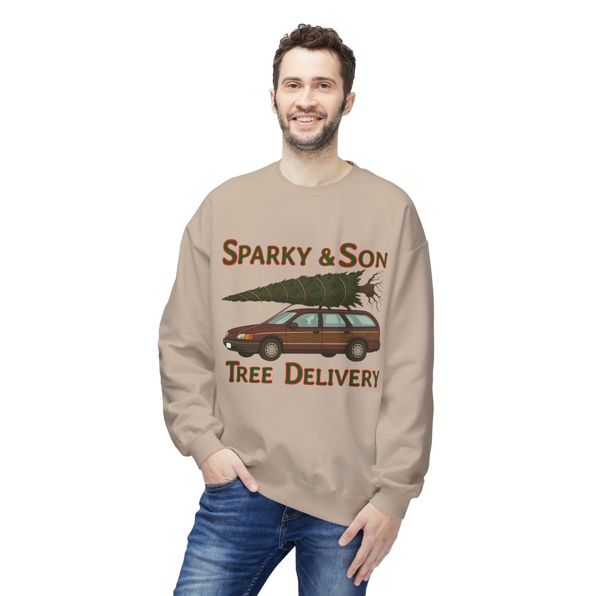 🎄 Sparky & Son Tree Delivery Christmas Sweatshirt – Inspired by a Classic Holiday Comedy
