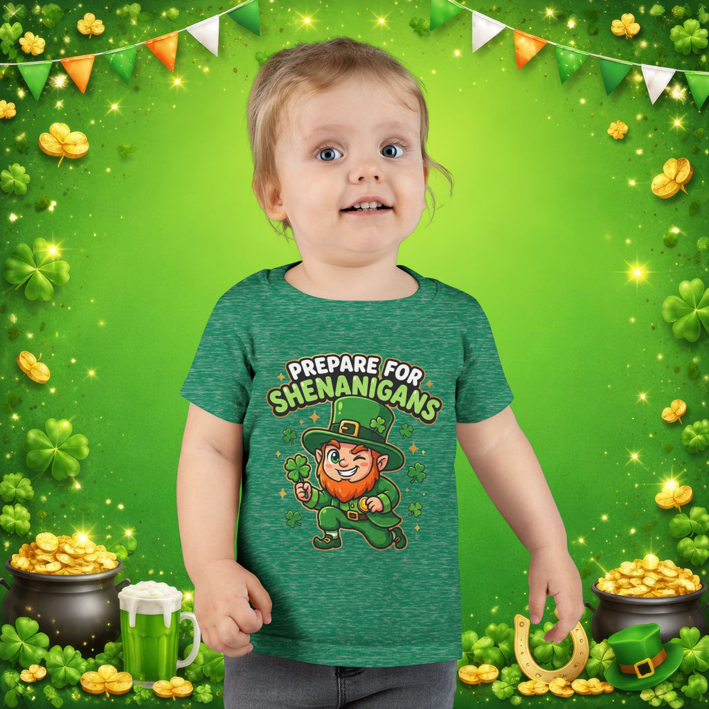 Prepare For Shenanigans Toddler T-Shirt – Funny St. Patrick’s Day Leprechaun Shirt for Kids