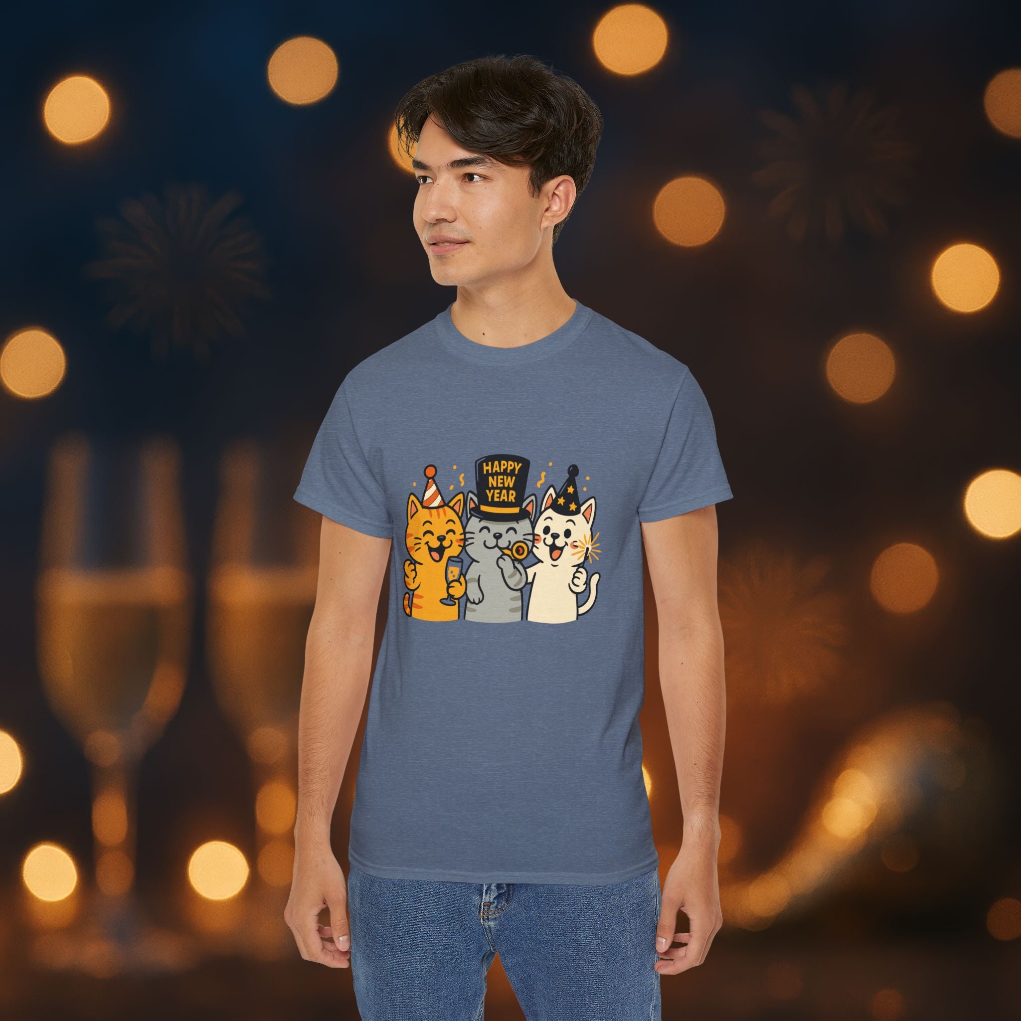 Happy New Year Cats T-Shirt – Cute Party Cats Tee | New Year’s Eve Cat Lover Shirt