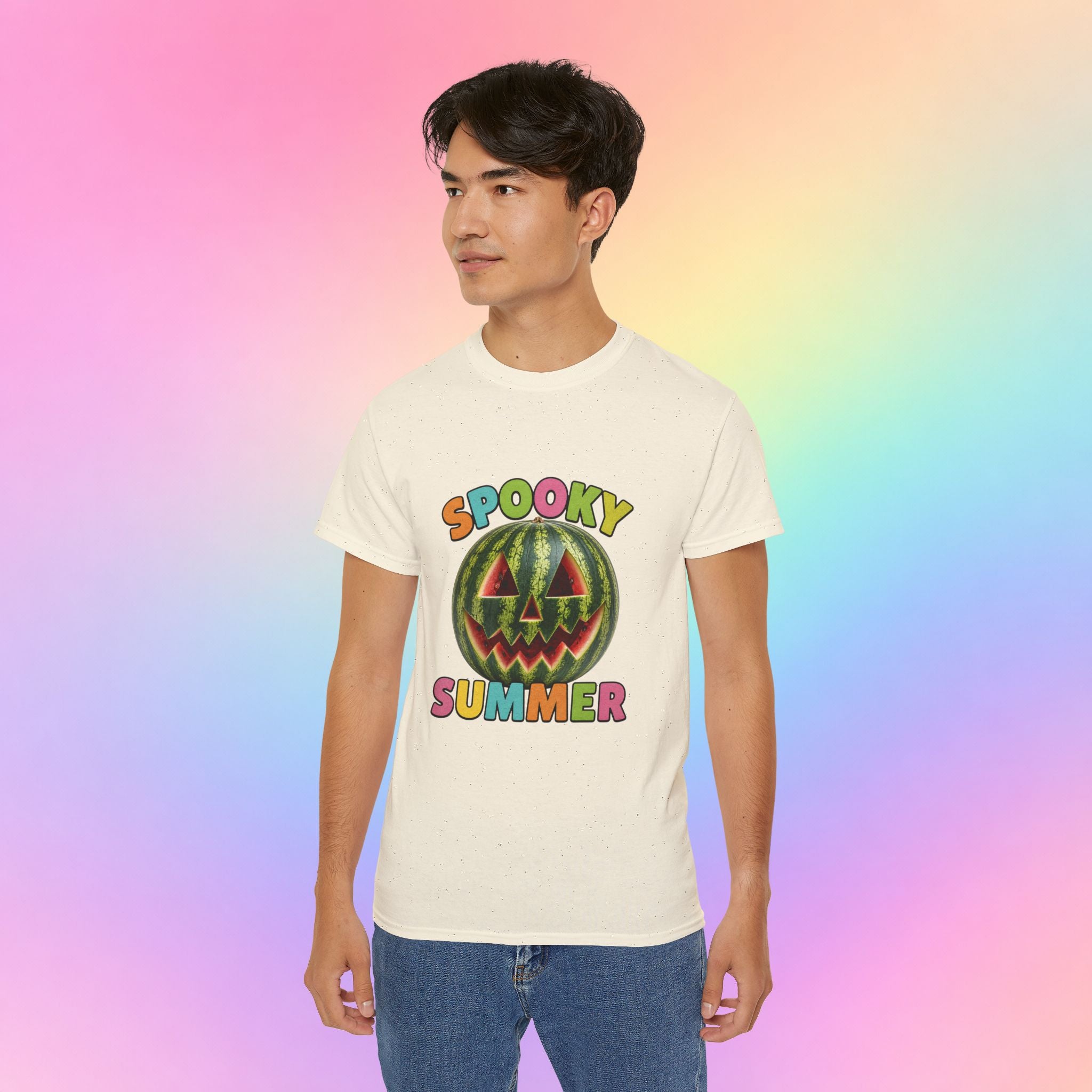 Spooky Summer Watermelon Jack-O’-Lantern T-Shirt | Summerween Halloween Shirt