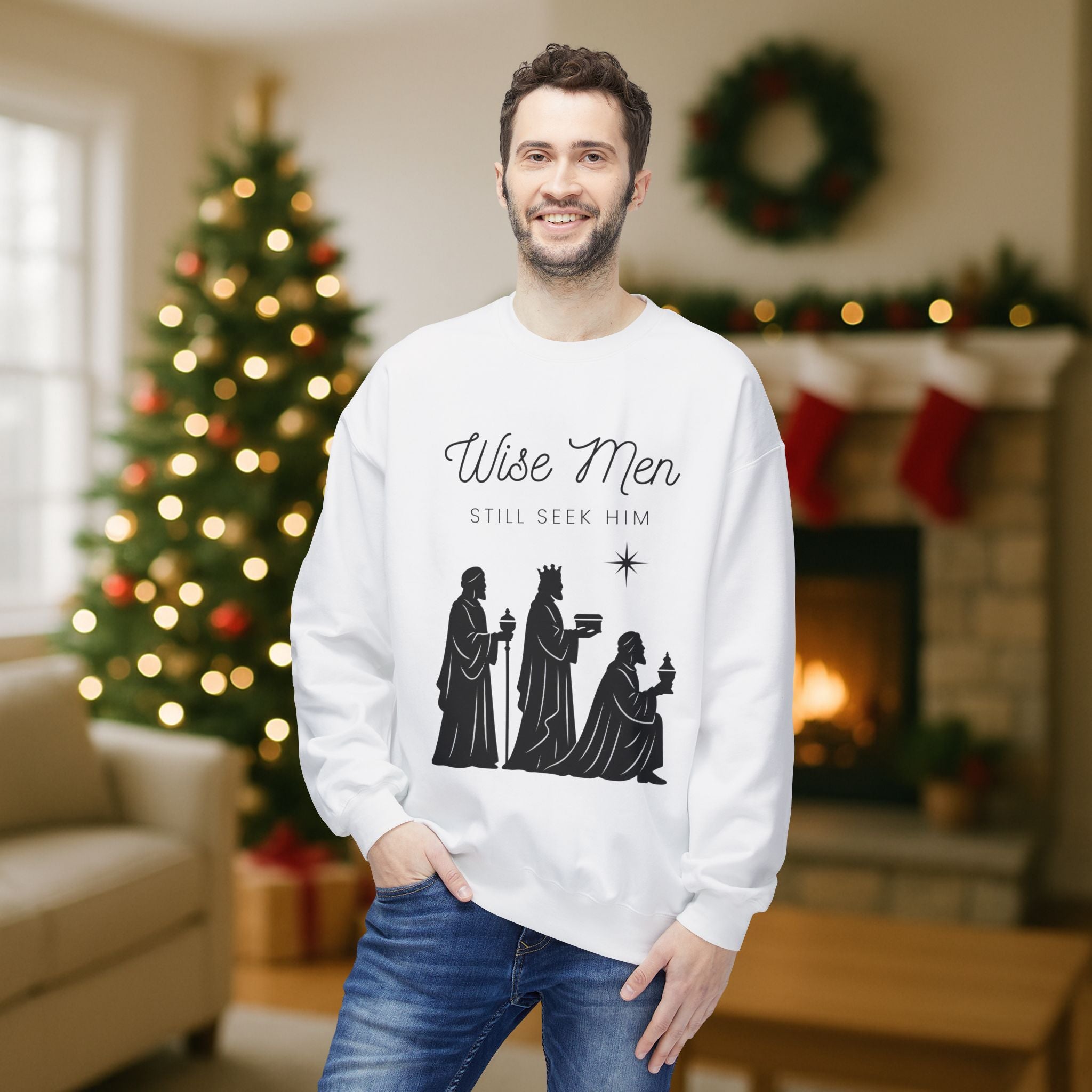 Wise Men Still Seek Him Christian Christmas Sweatshirt – Three Wise Men Nativity Crewneck – Faith Holiday Apparel