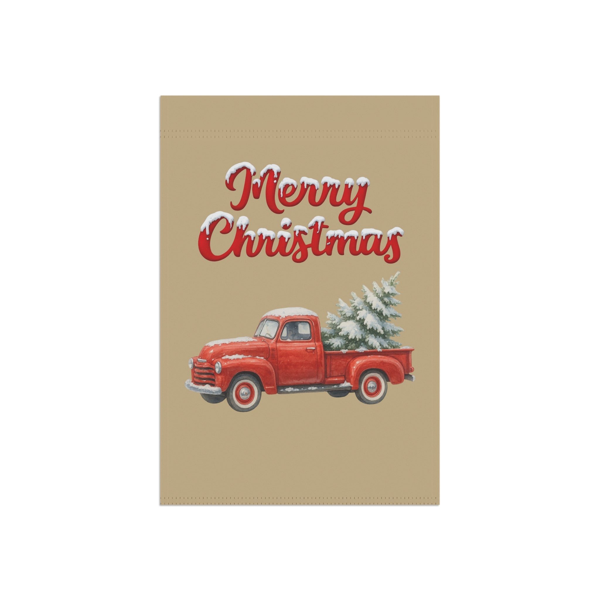Merry Christmas Red Vintage Truck Garden Flag – Vintage Christmas Yard Decoration with Tree Farm Truck