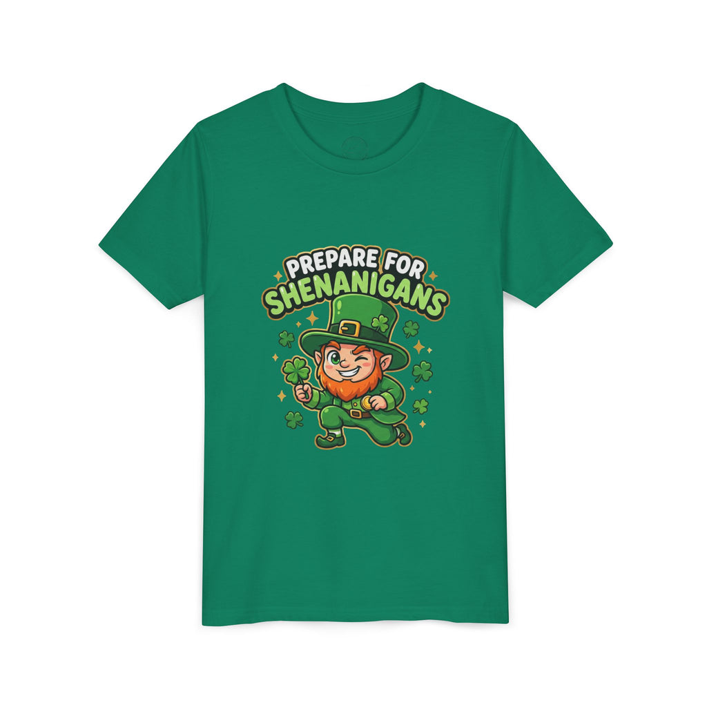 Prepare For Shenanigans Youth T-Shirt – Funny St. Patrick’s Day Leprechaun Shirt for Kids