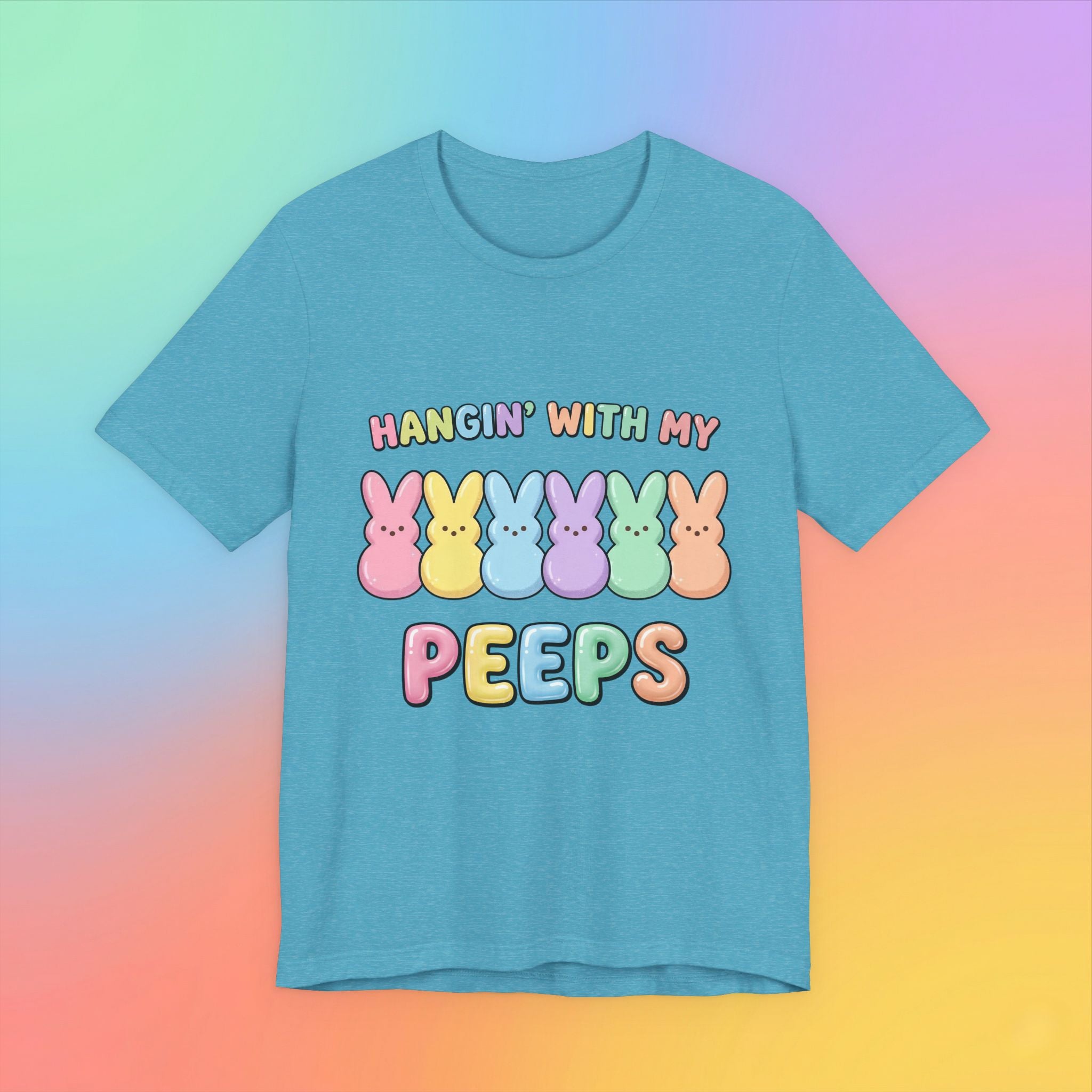 Hangin’ With My Peeps Easter T-Shirt | Cute Pastel Bunny Shirt