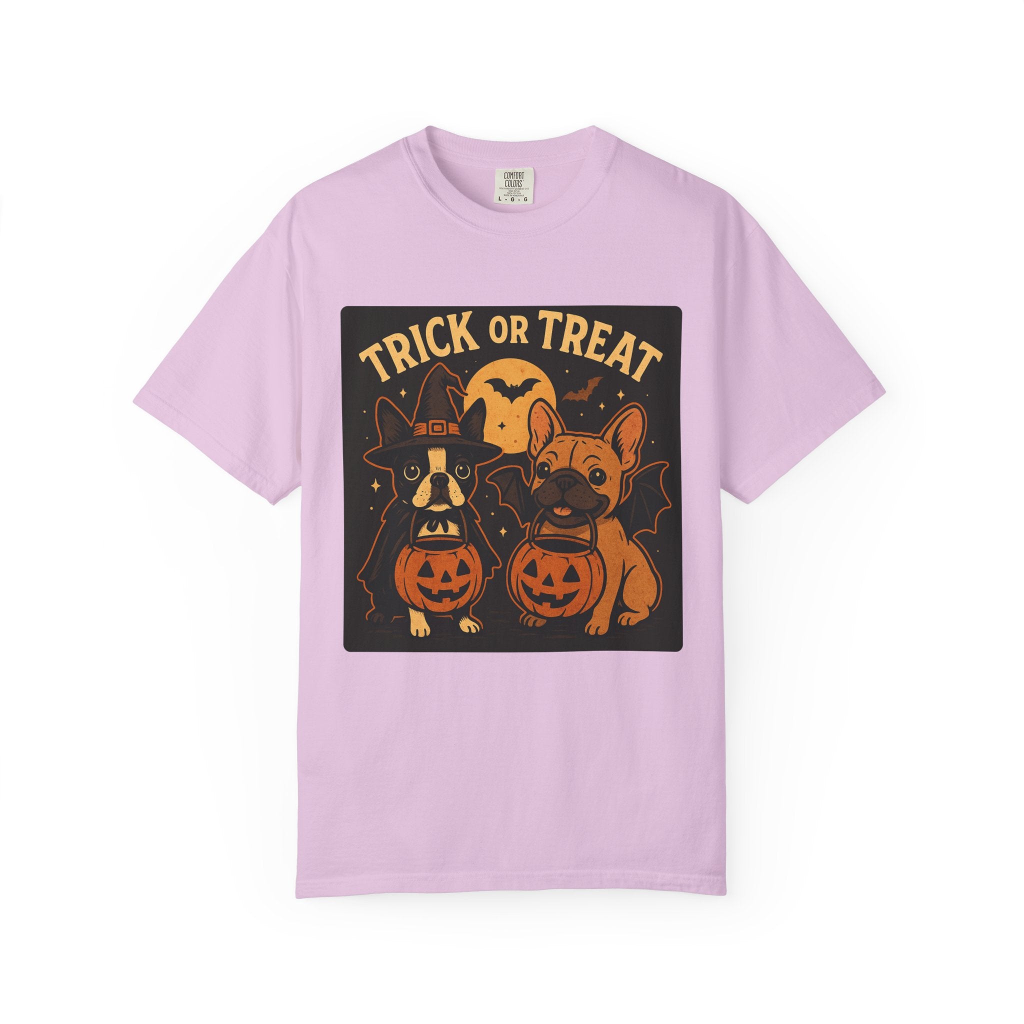 Trick or Treat Boston Terrier & Frenchie Halloween Shirt (Adult Unisex)